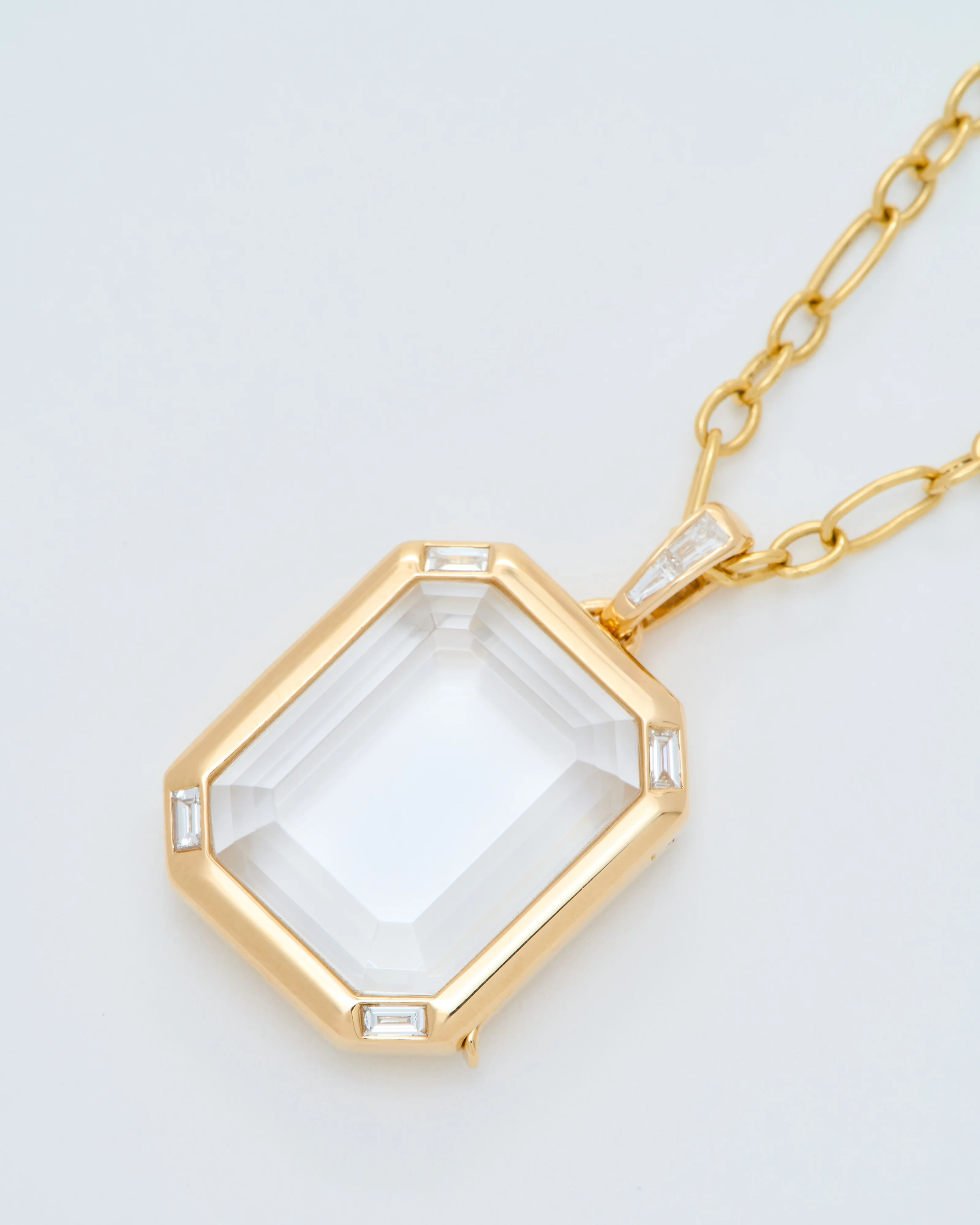 quatro baguette figaro locket necklace set - Image 7