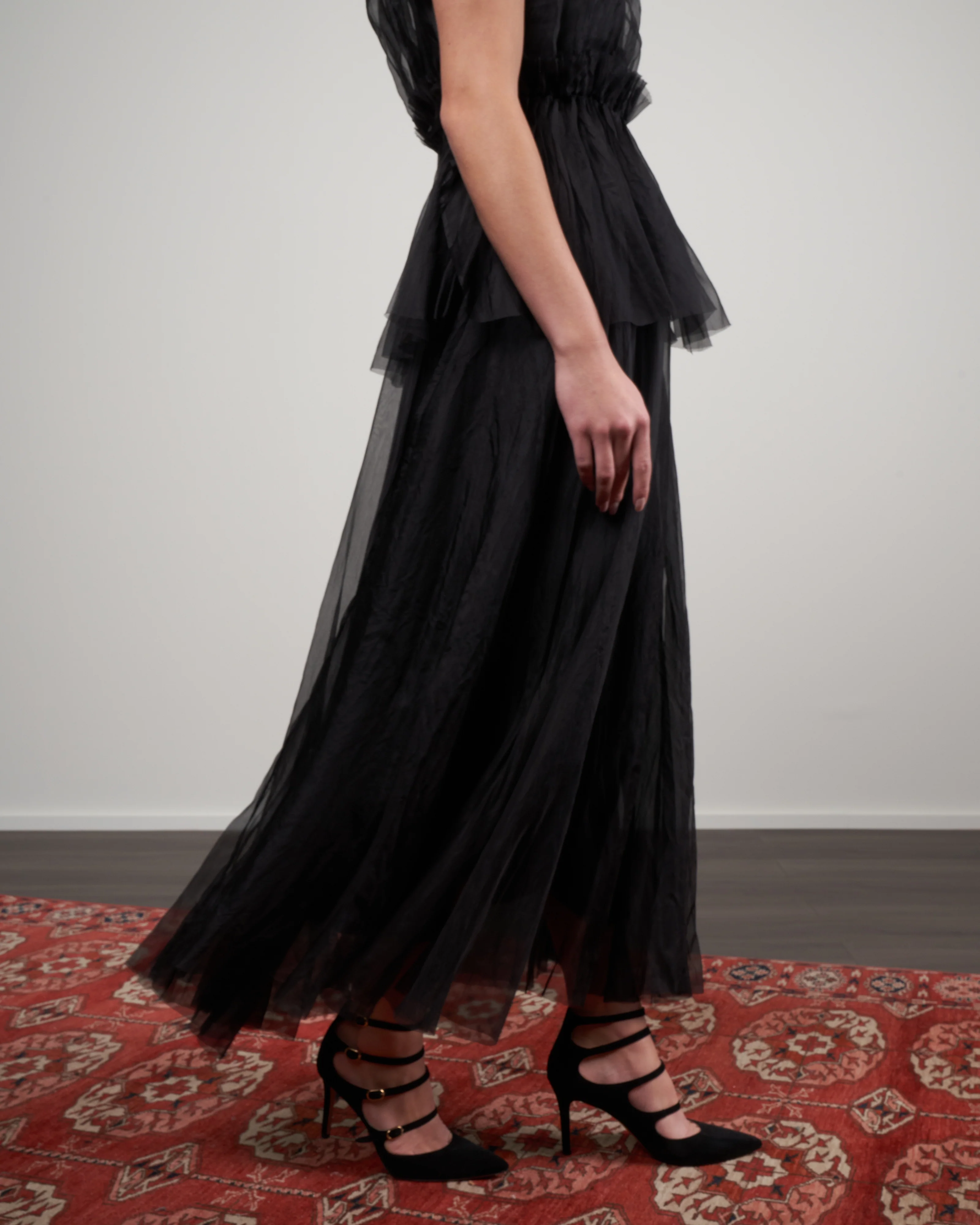 long skirt - black silk organza - Image 3