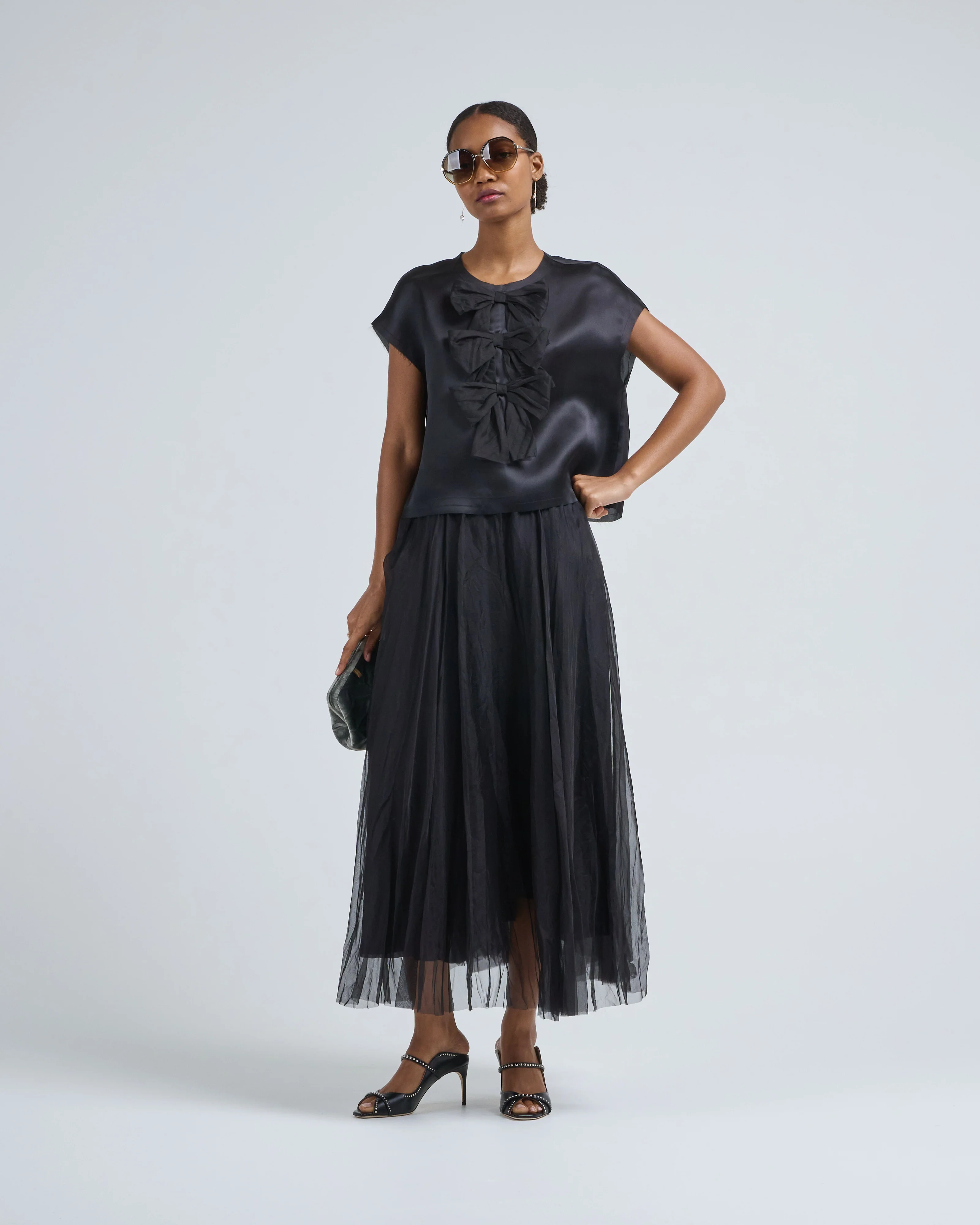 silk satin top with bows - Image 2