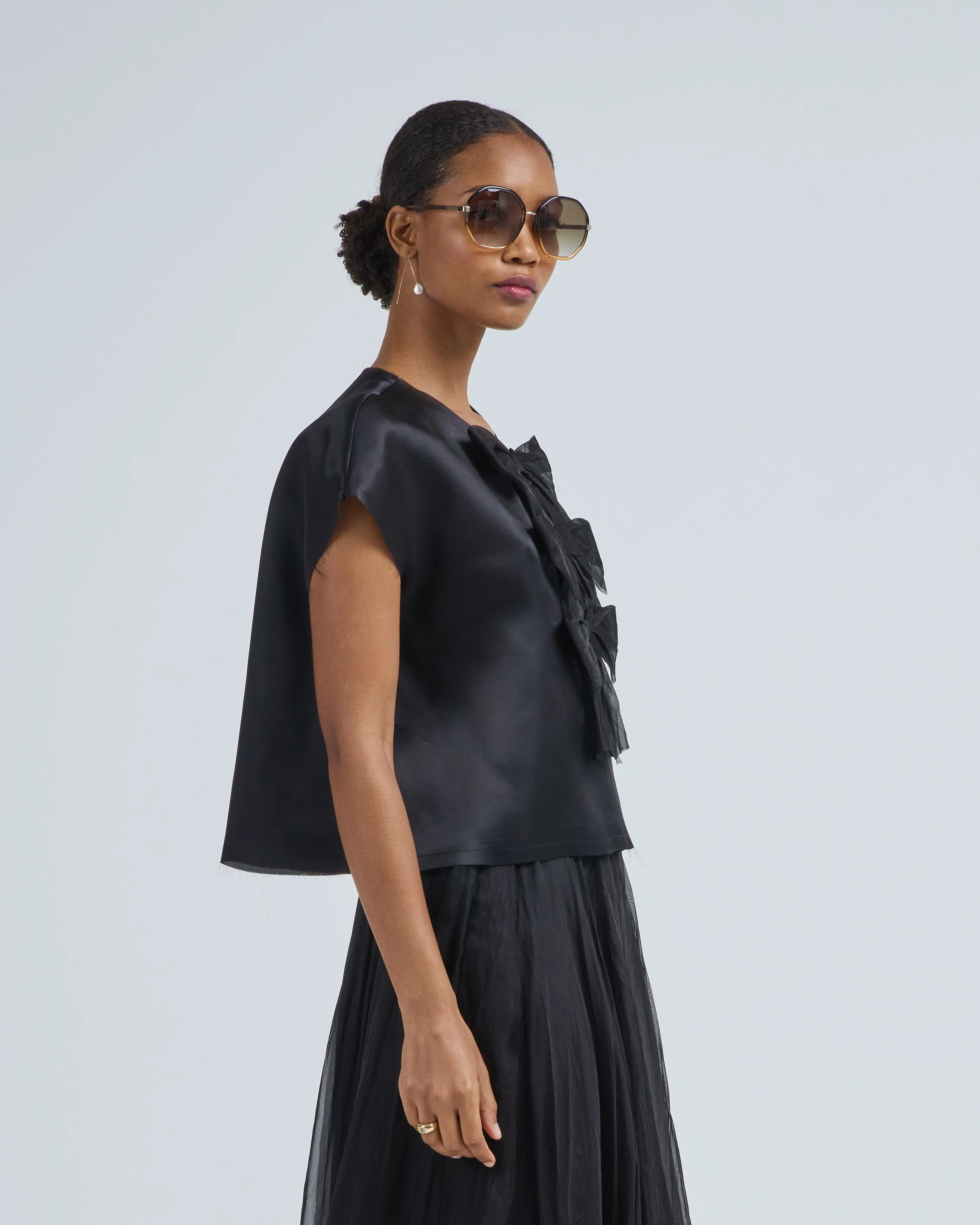 silk satin top with bows - Image 4