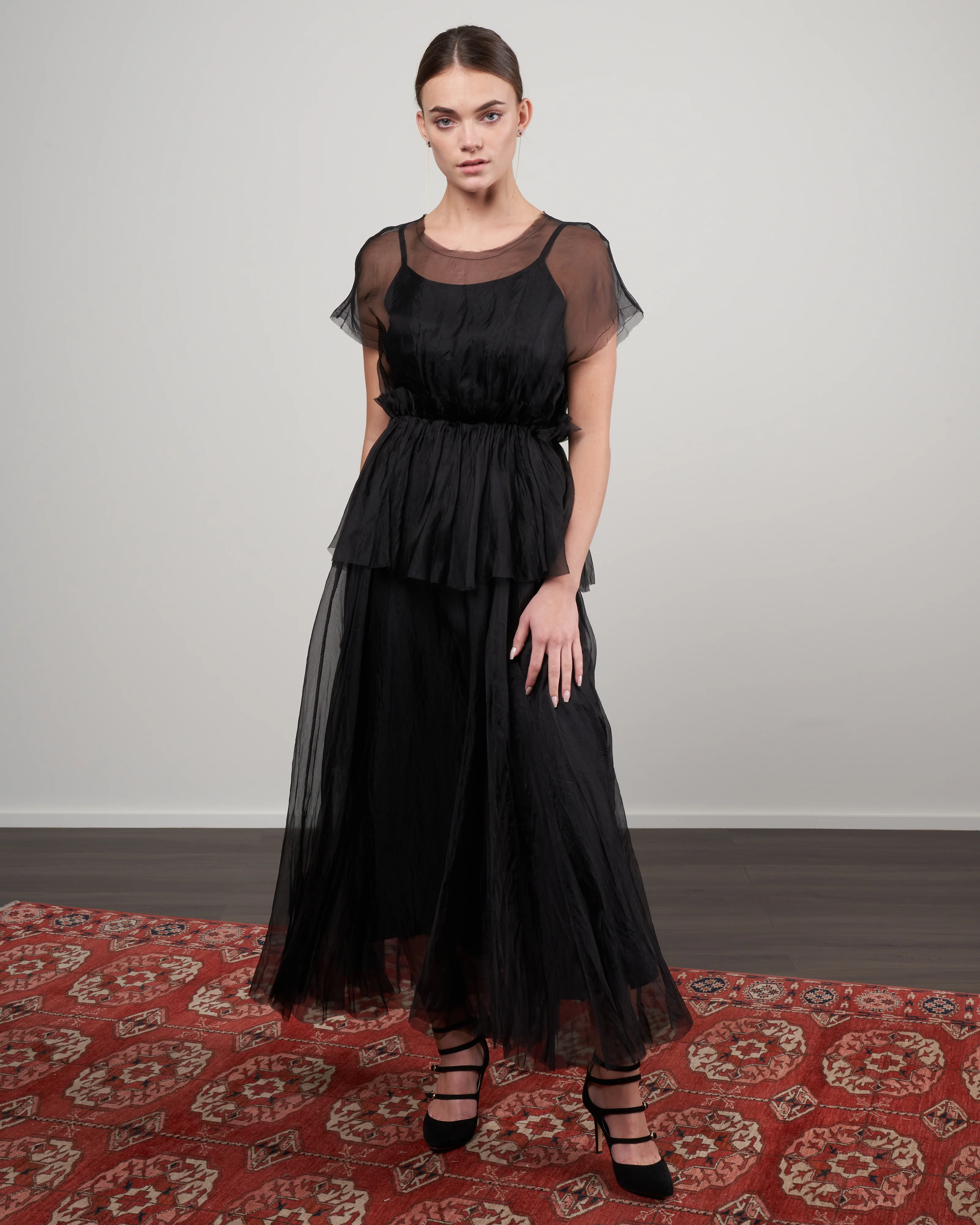 sleeveless sheer top - black silk organza - Image 2