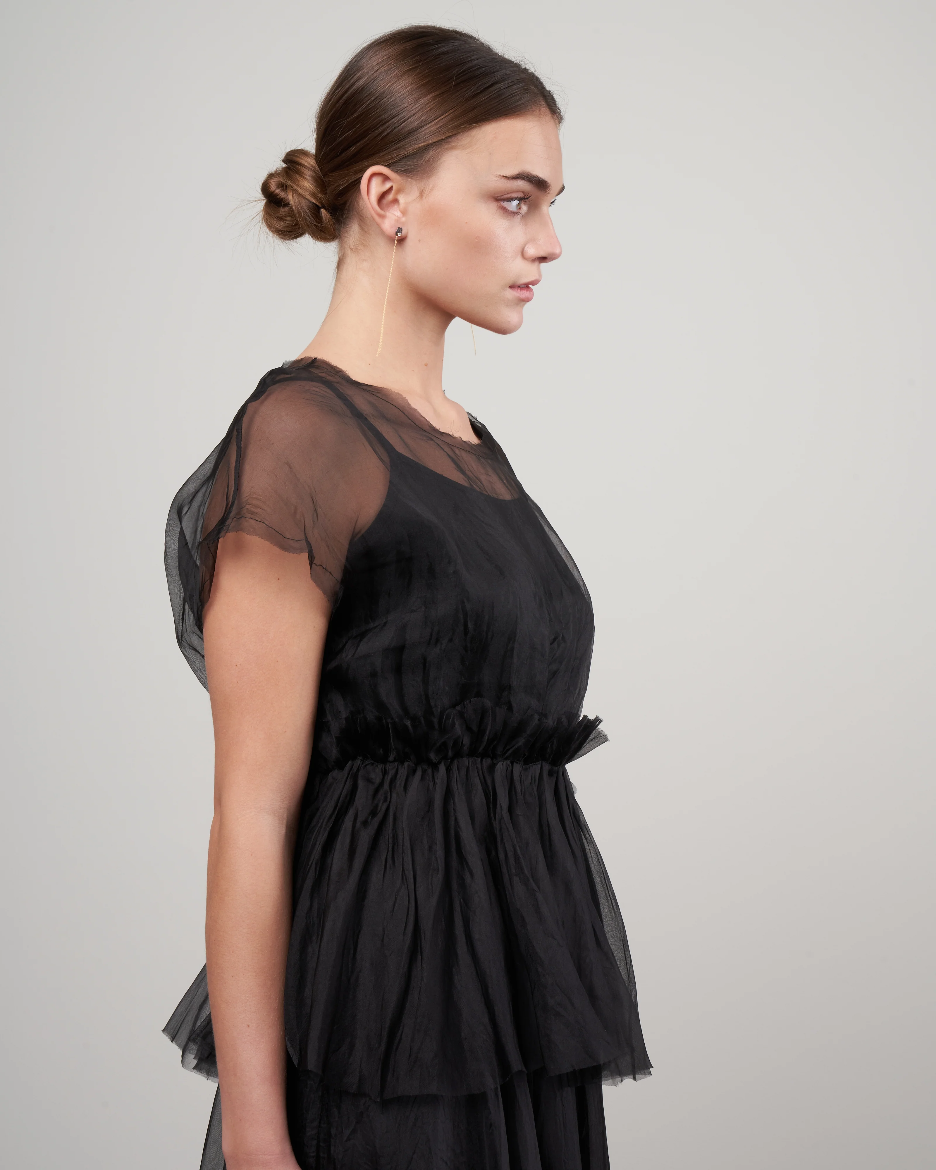 sleeveless sheer top - black silk organza - Image 3