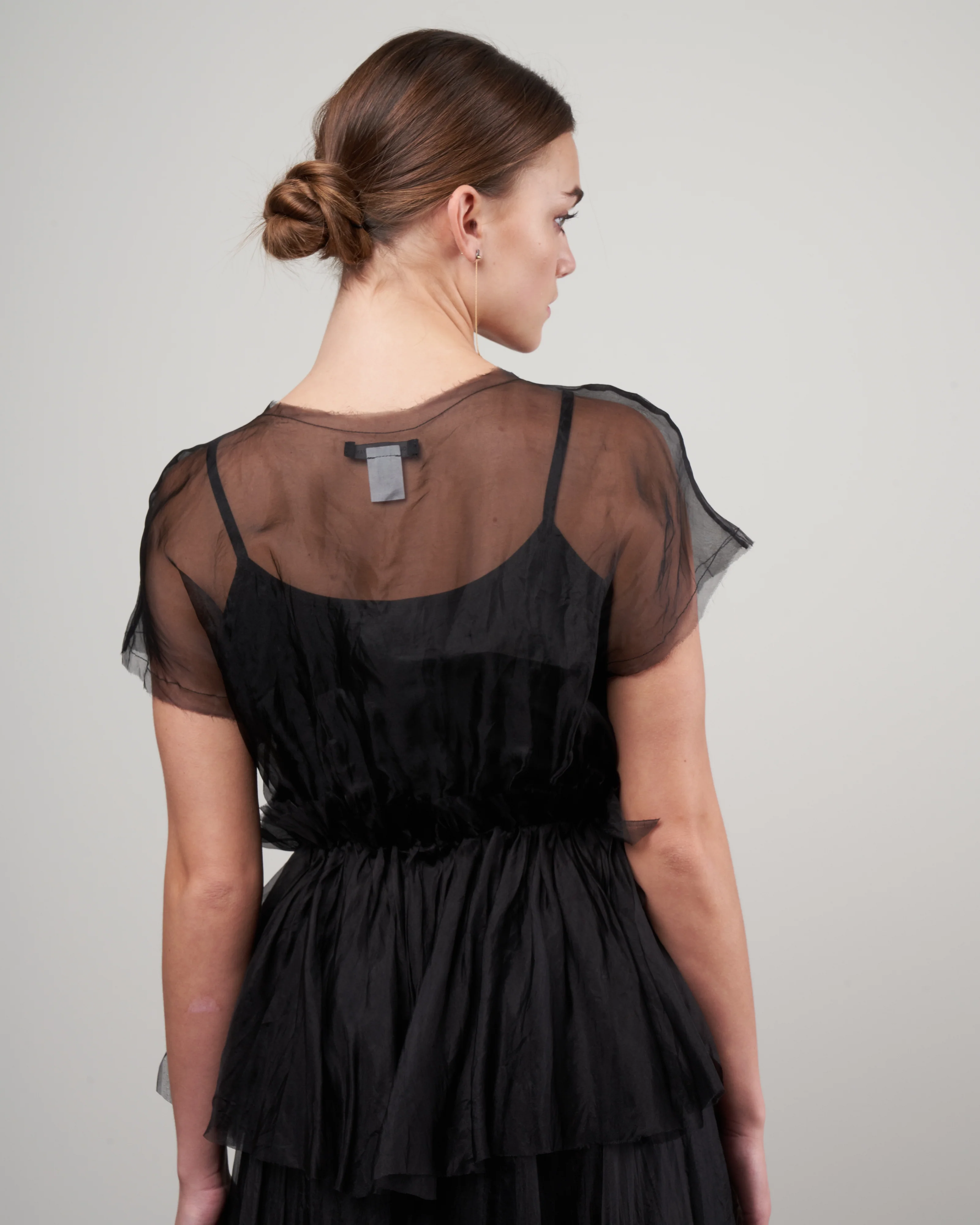sleeveless sheer top - black silk organza - Image 4