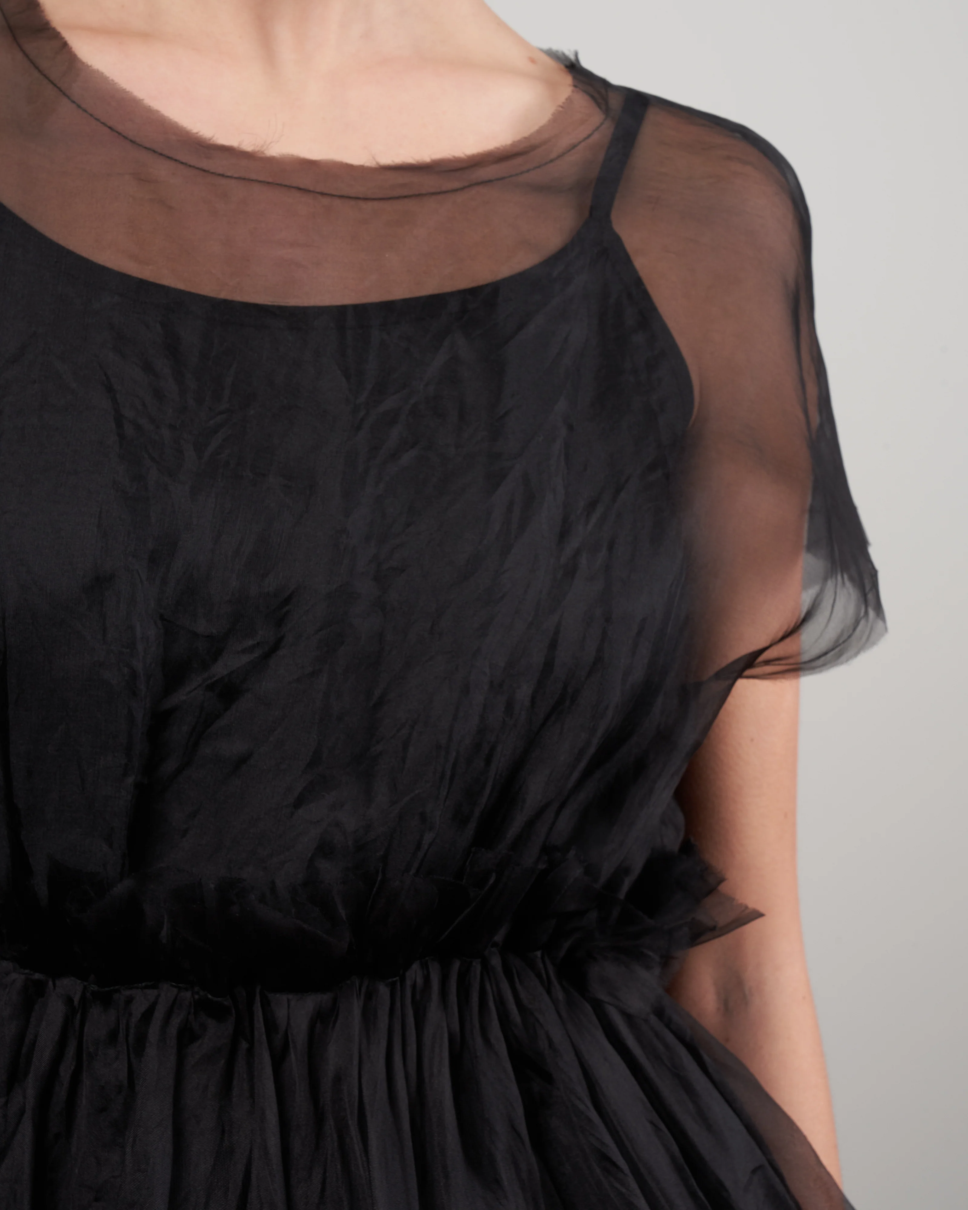 sleeveless sheer top - black silk organza - Image 5