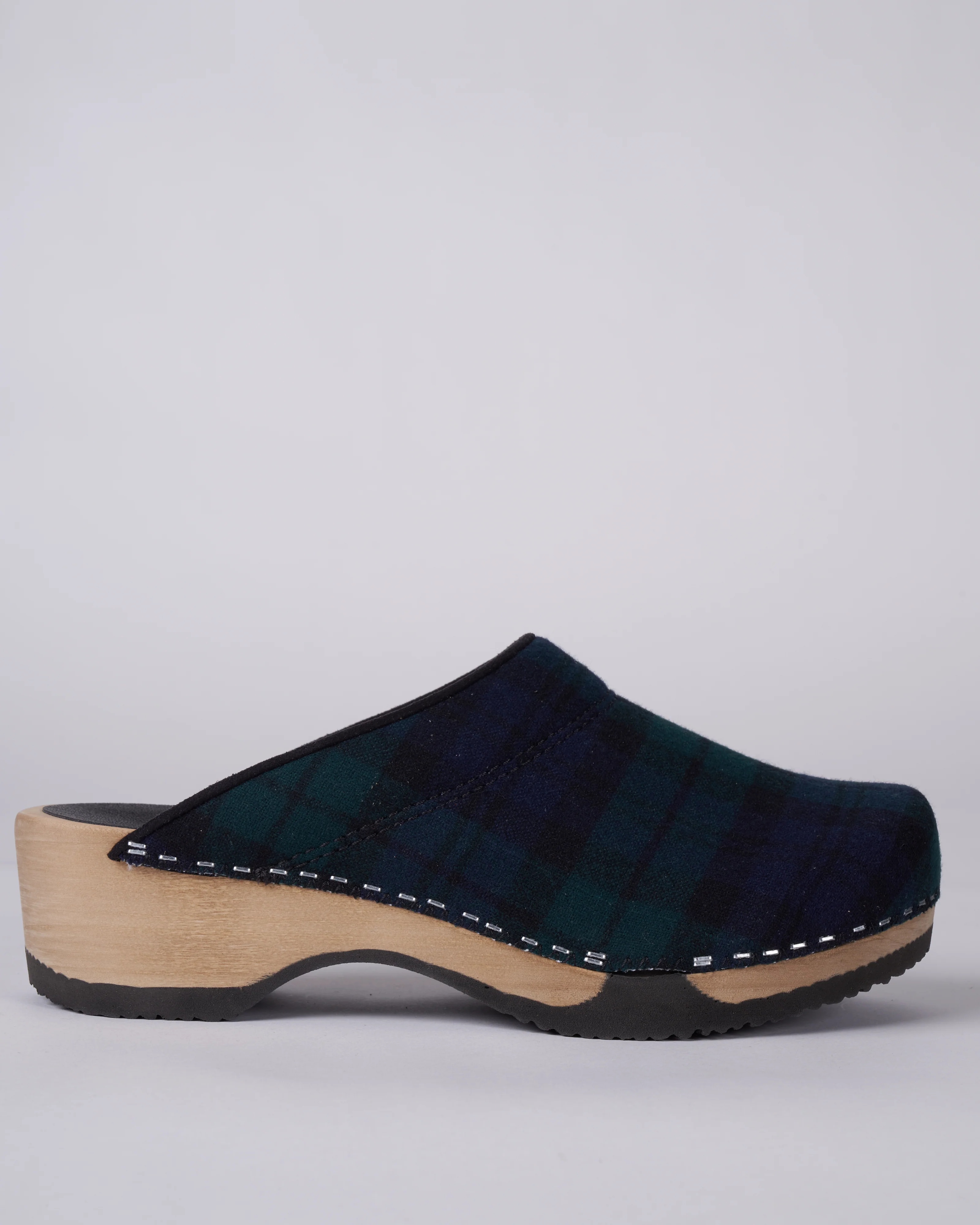 1041 wooden clog bottom w/ wool upper - black watch tartan - Image 2