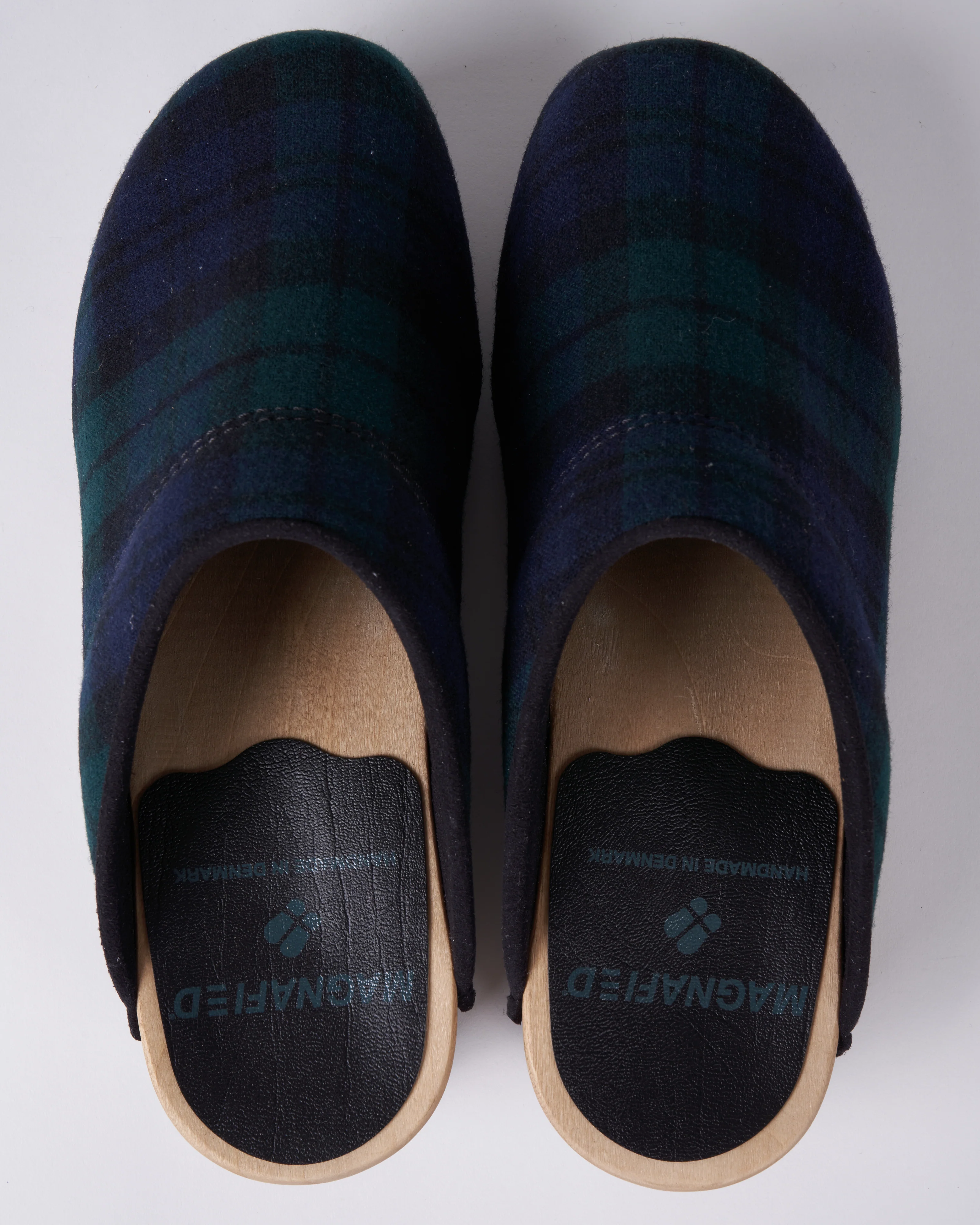 1041 wooden clog bottom w/ wool upper - black watch tartan - Image 3