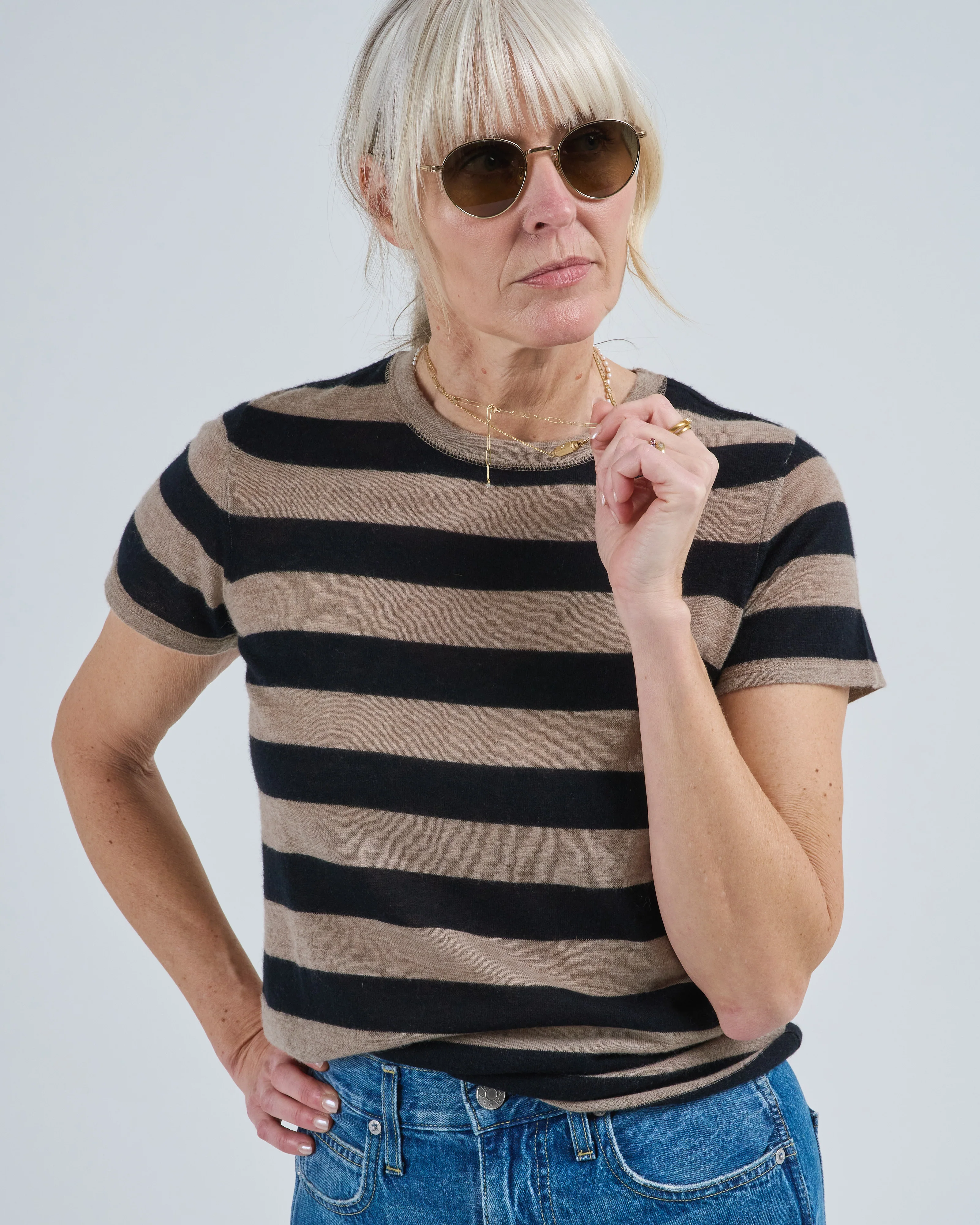 cashmere stripe s/s crewneck - Image 5