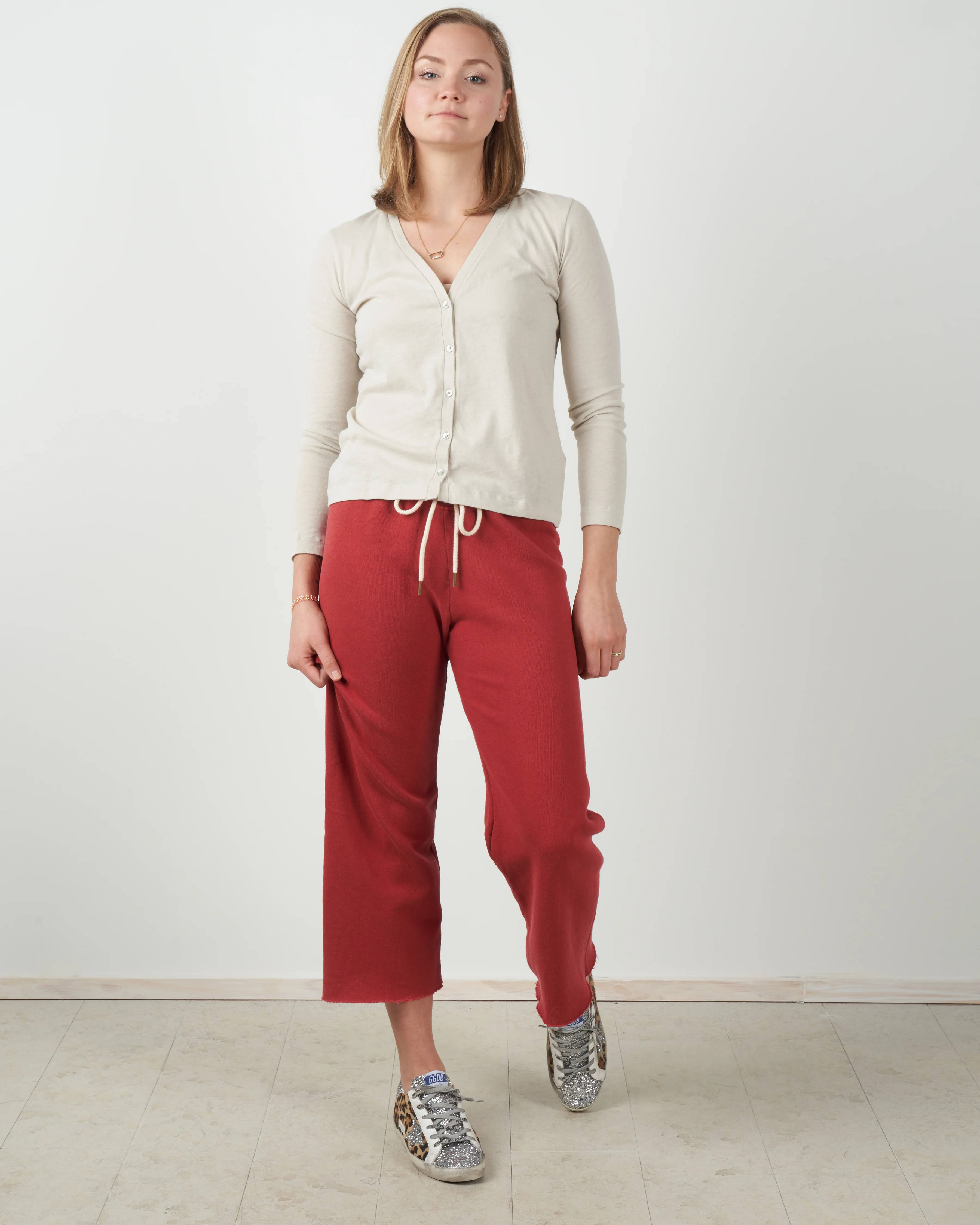 cotton/cashmere v-neck cardigan - grege - Image 2