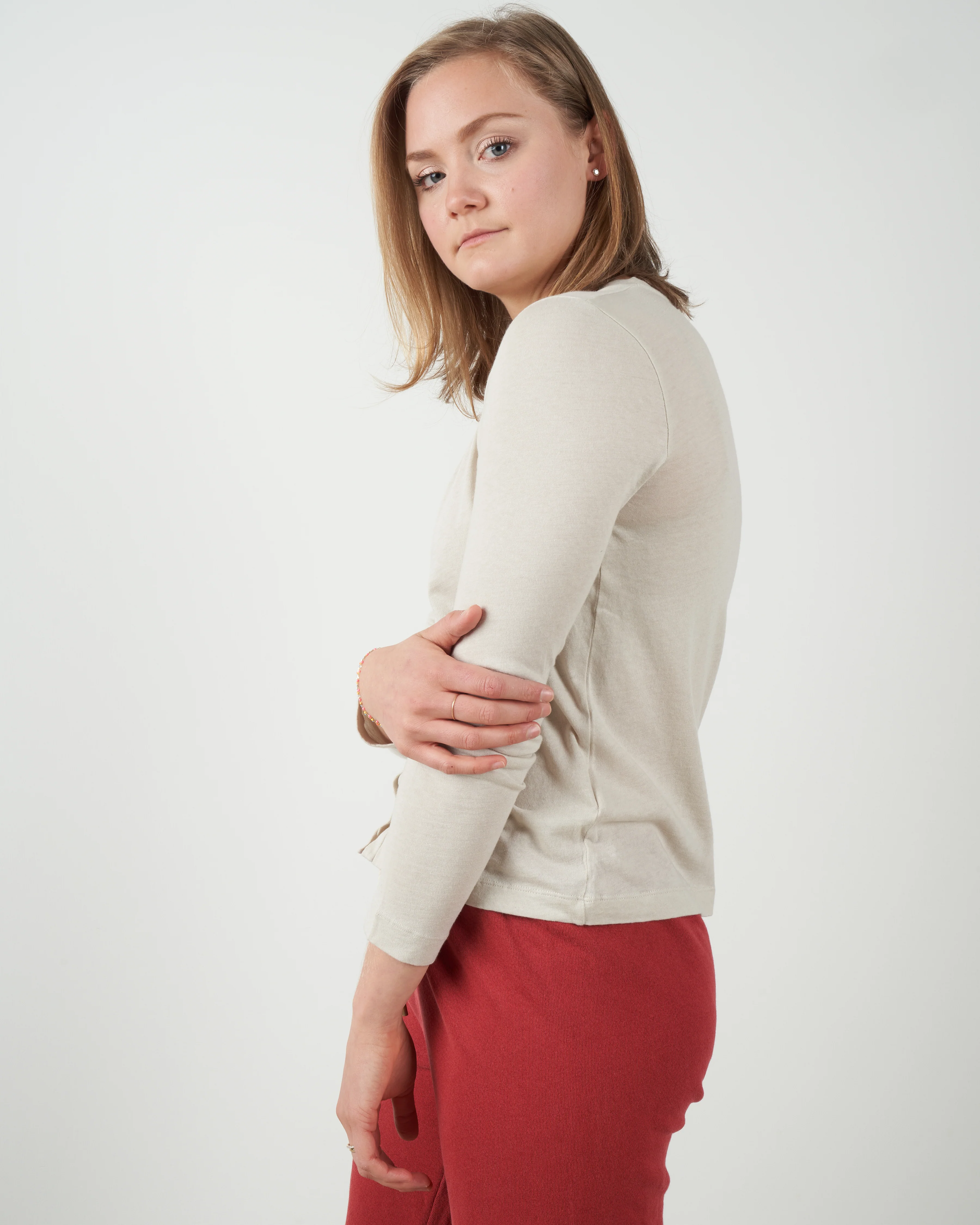 cotton/cashmere v-neck cardigan - grege - Image 3