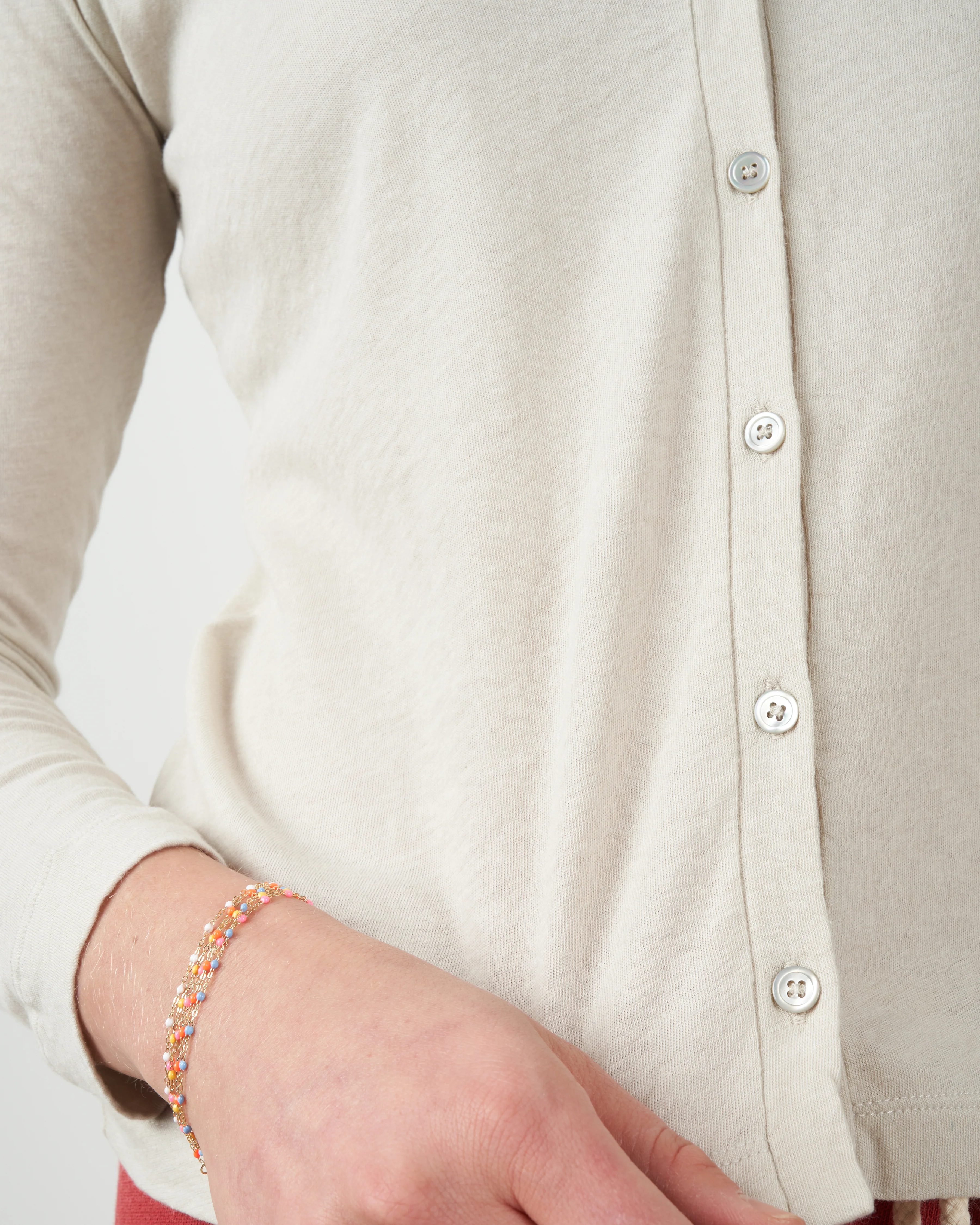 cotton/cashmere v-neck cardigan - grege - Image 5
