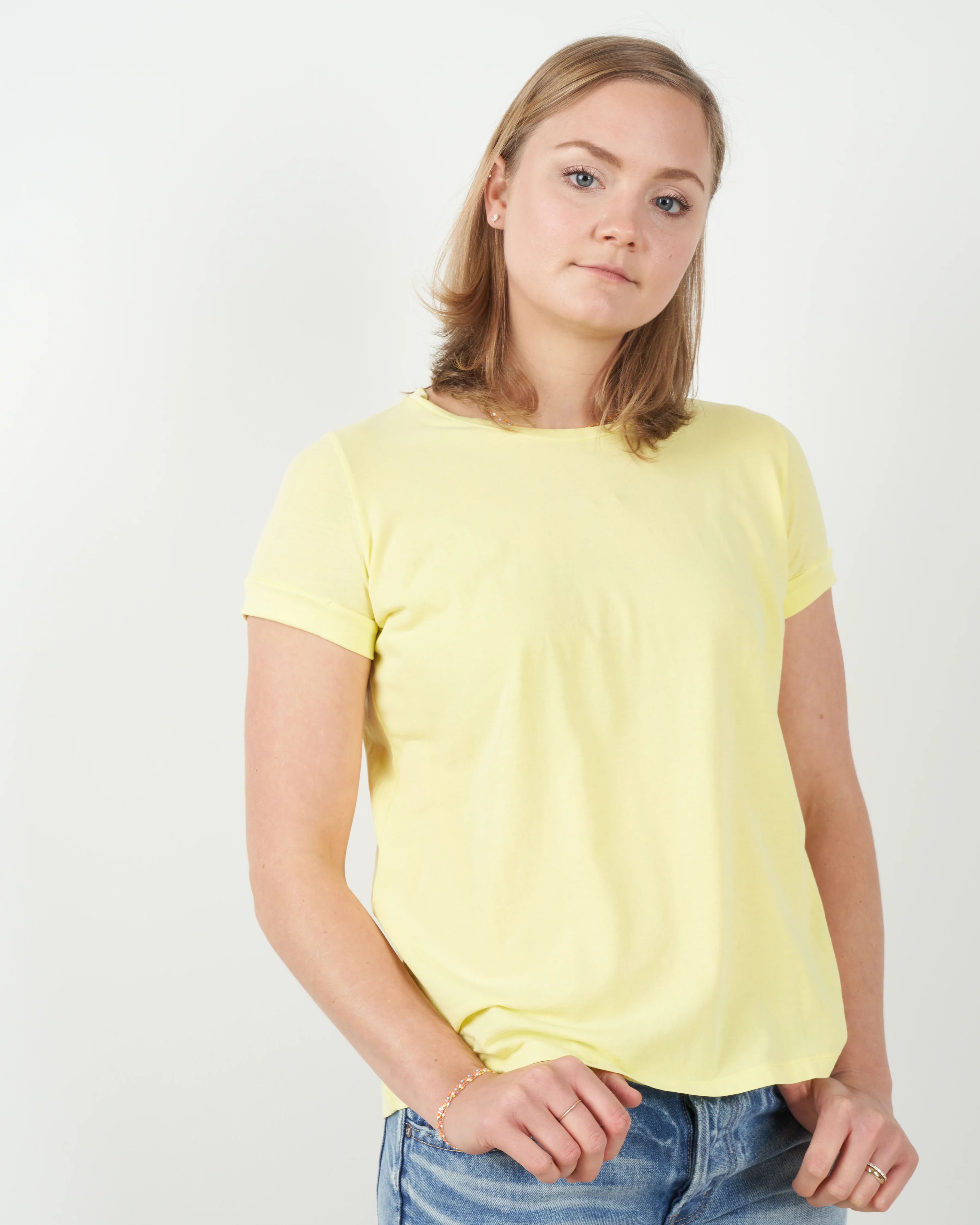 cotton/elastane short-sleeve crew - mimosa - Image 2