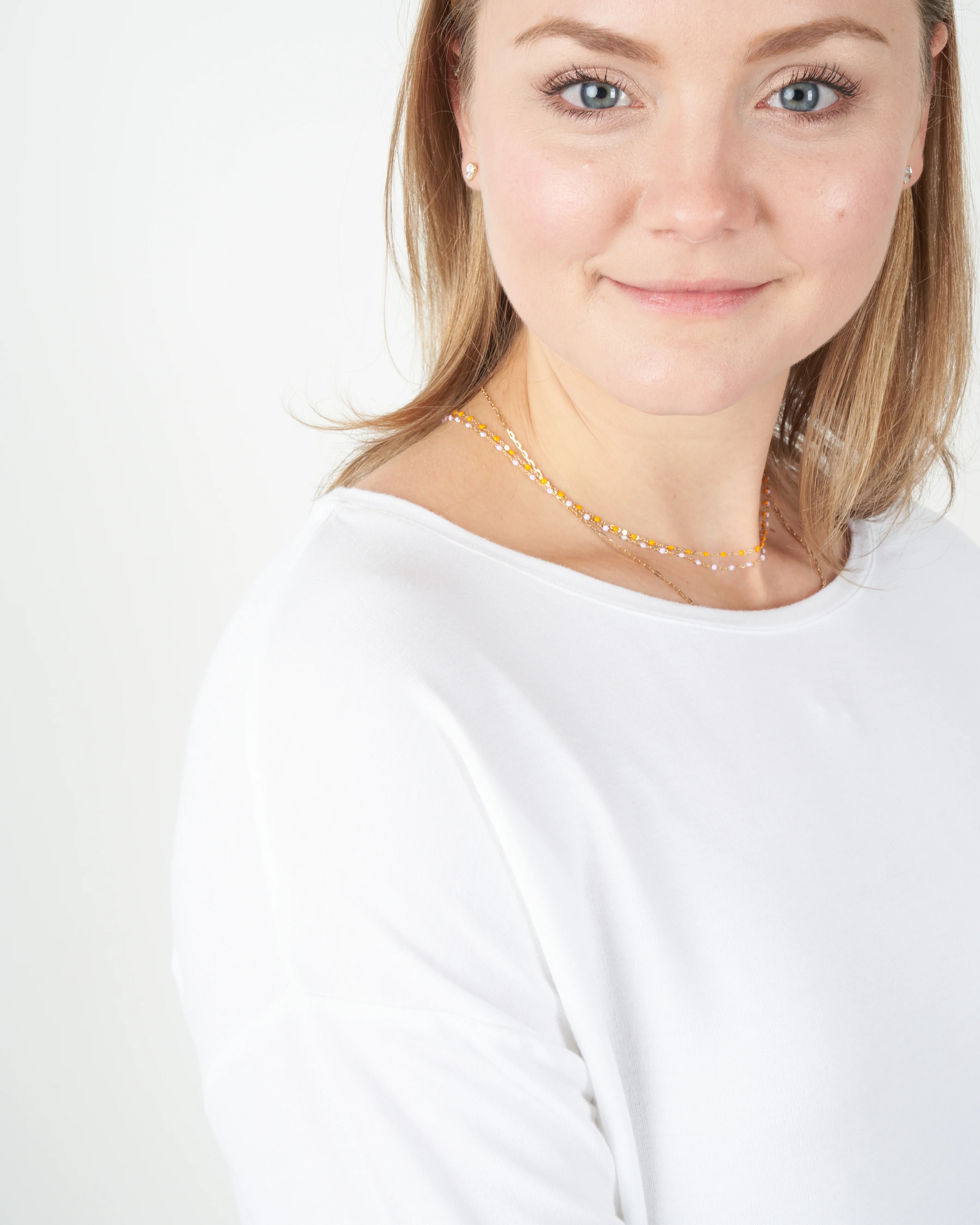 french terry 3/4 sleeve boatneck top - blanc - Image 5