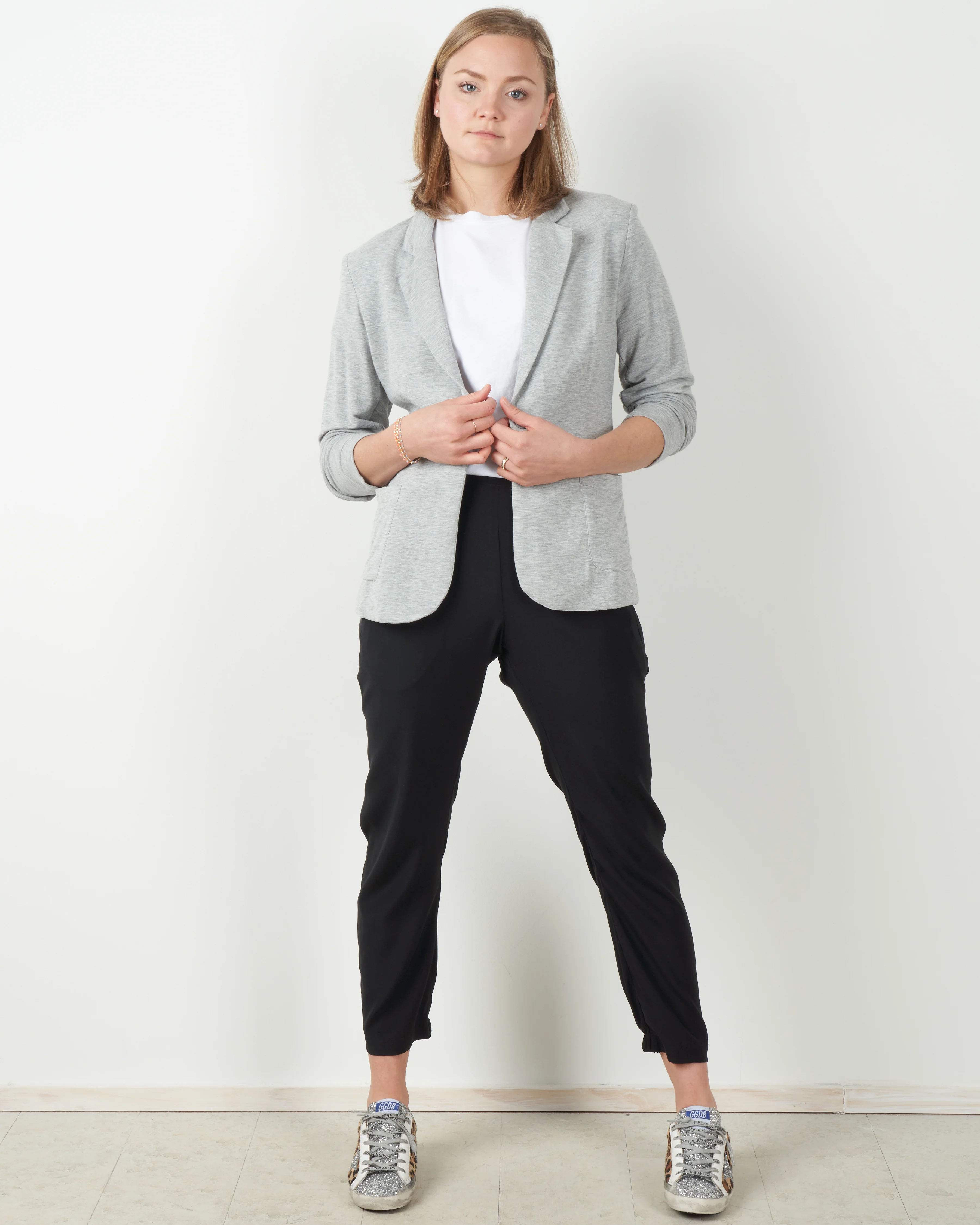 french terry one button blazer - gris chine clair - Image 4