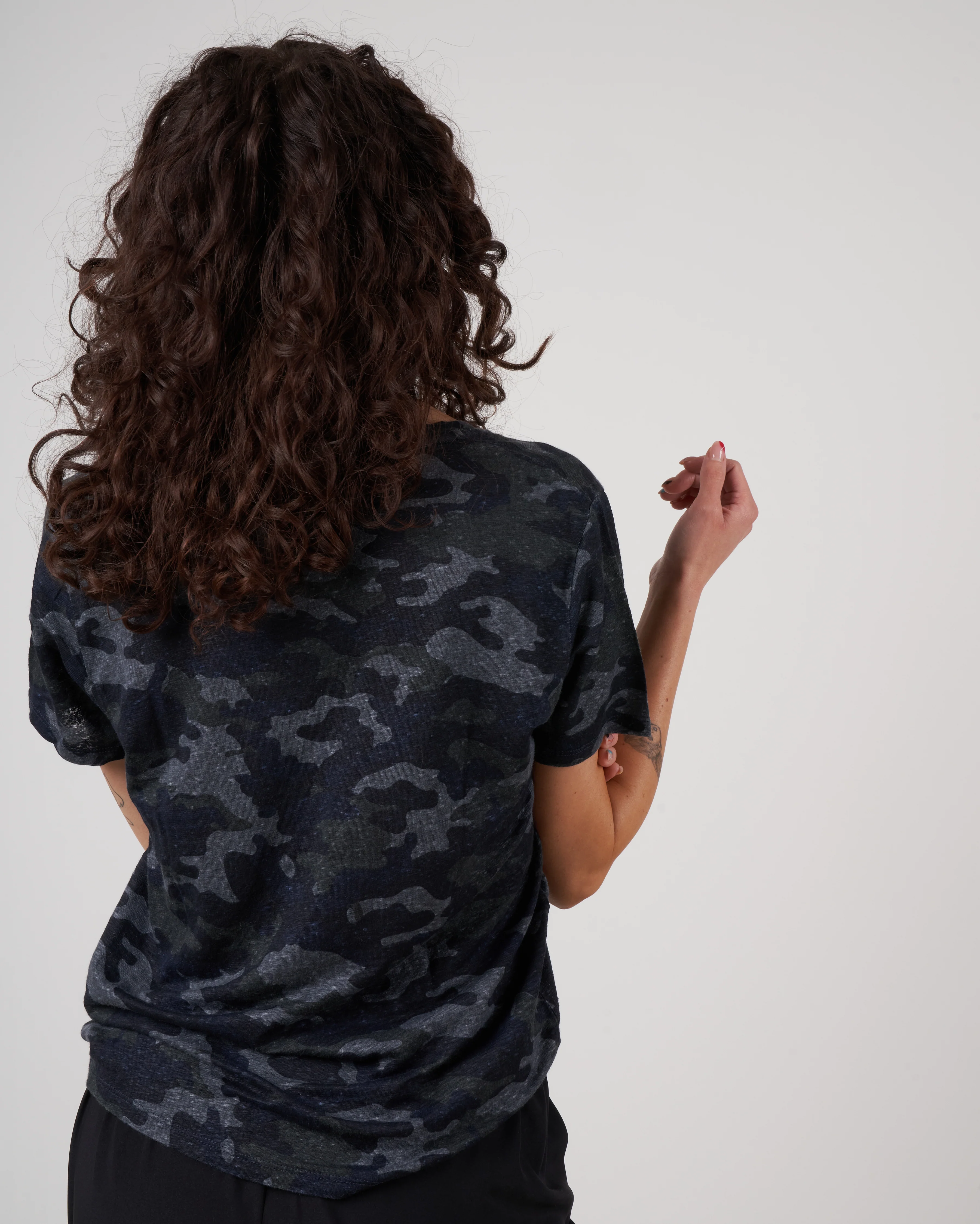 stretch linen tee - camouflage marine - Image 3