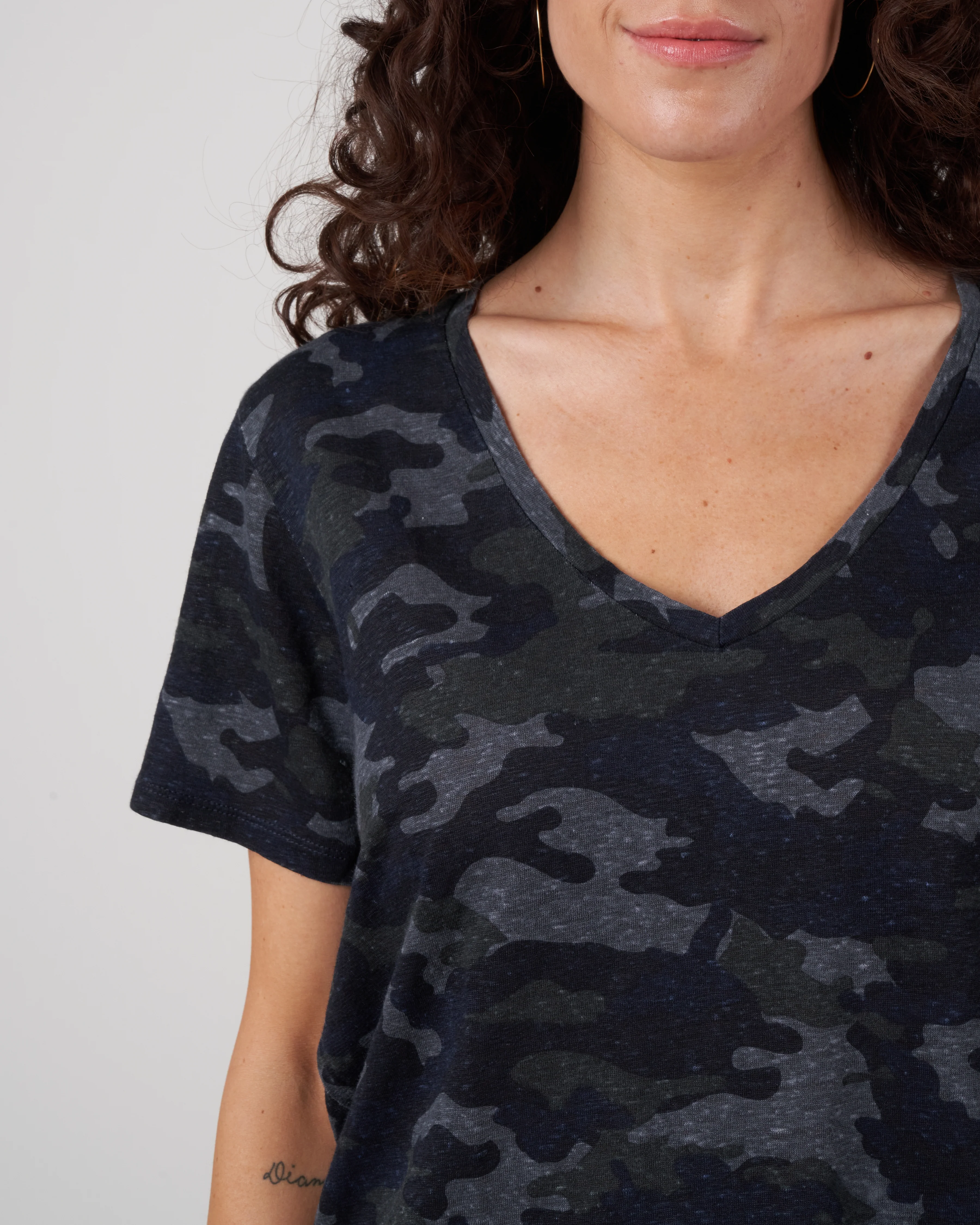 stretch linen tee - camouflage marine - Image 5