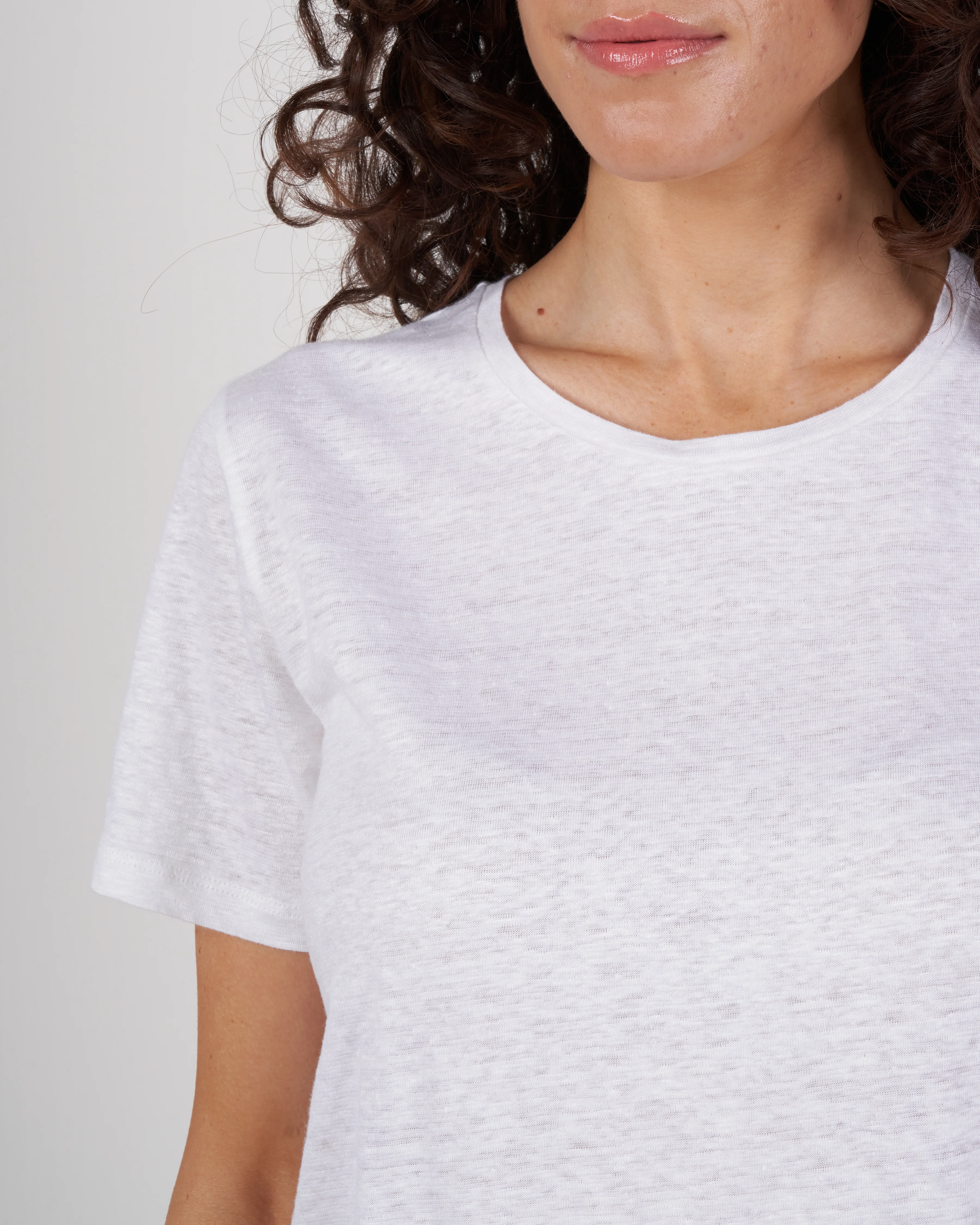 stretch linen semi relaxed crew tee - blanc - Image 4