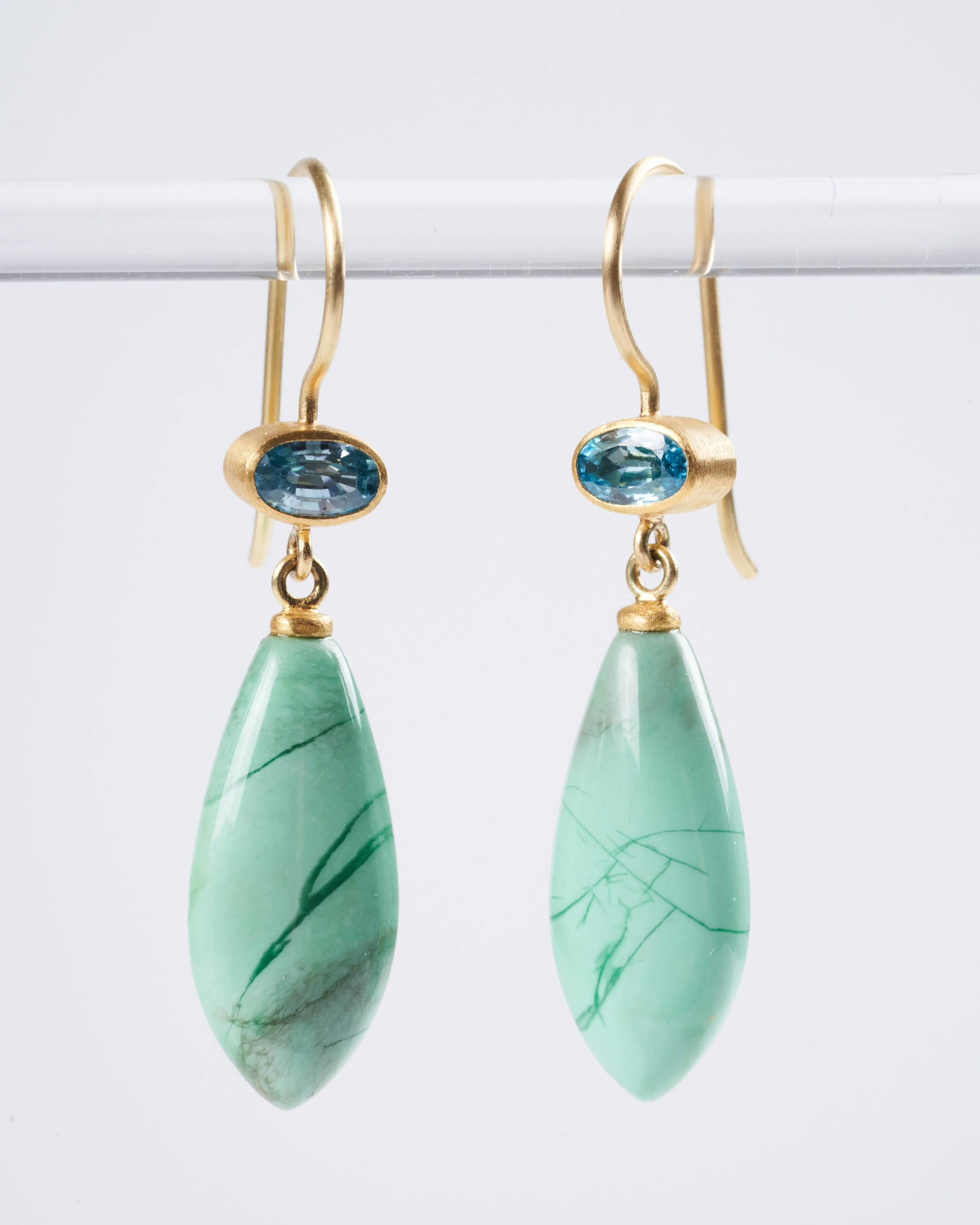 zircon and variscite earrings - green - Image 4