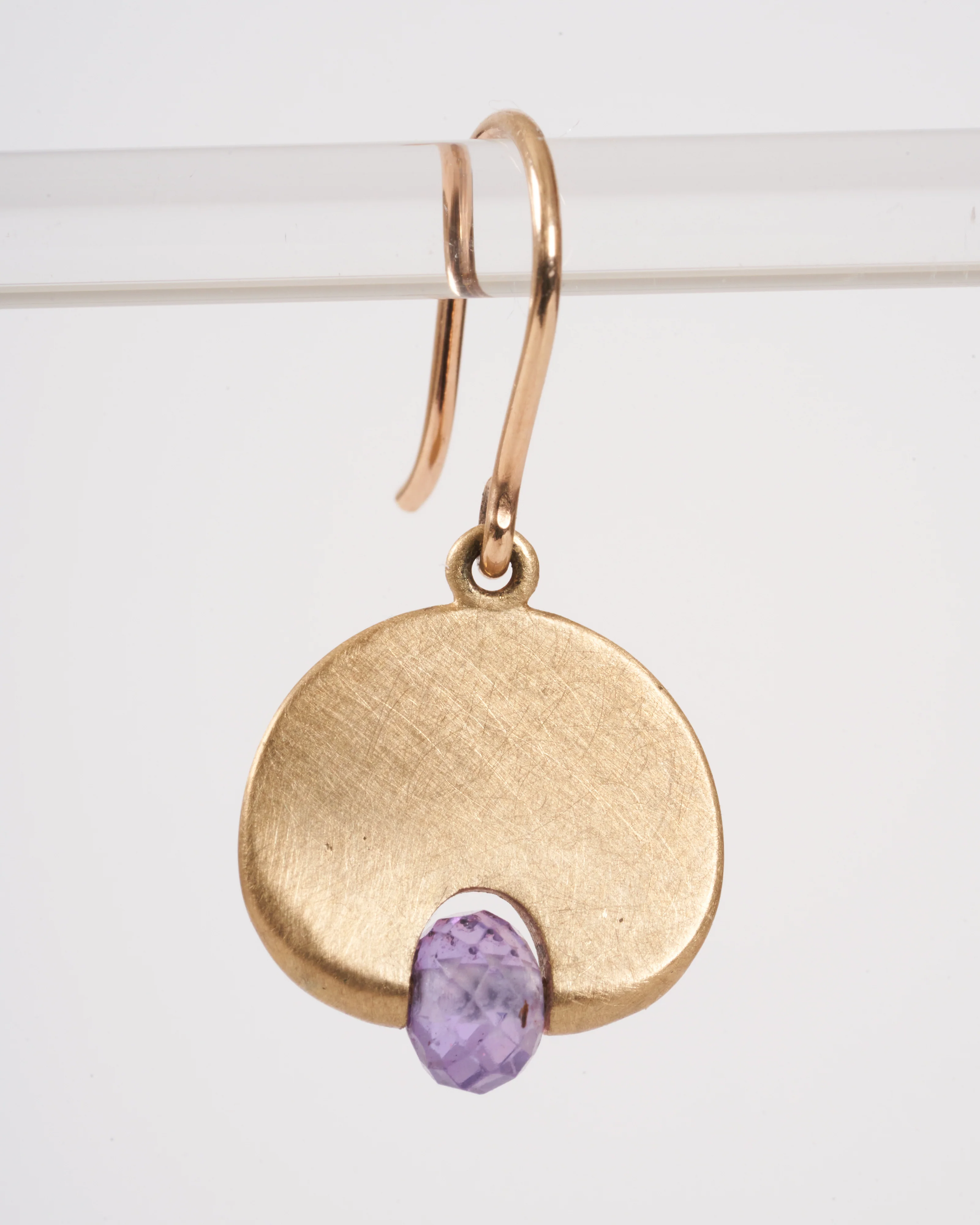 lily pad earring small with lavender sapphire - purple - Image 3