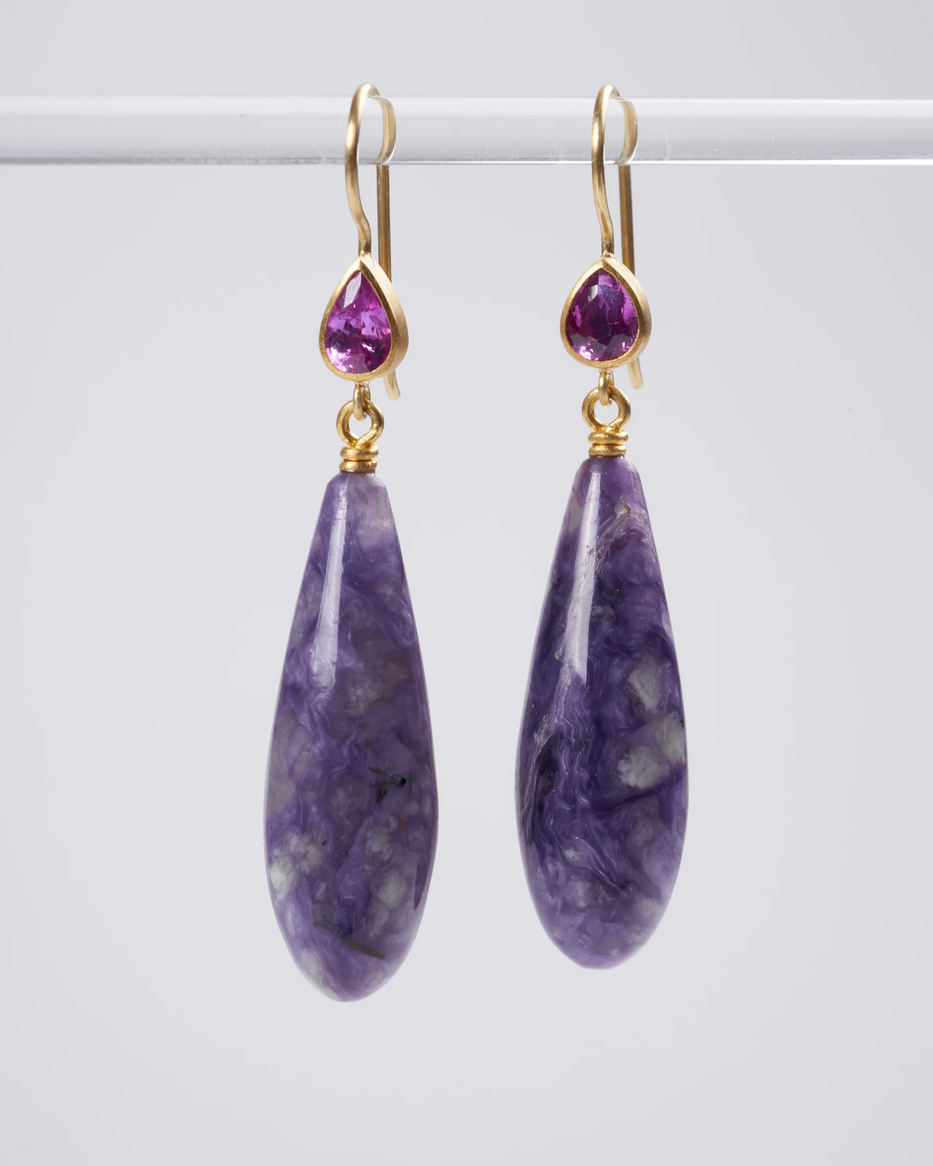 ofk apple and ear wire magenta sapphire with chorite 22/18k yg - purple - Image 2