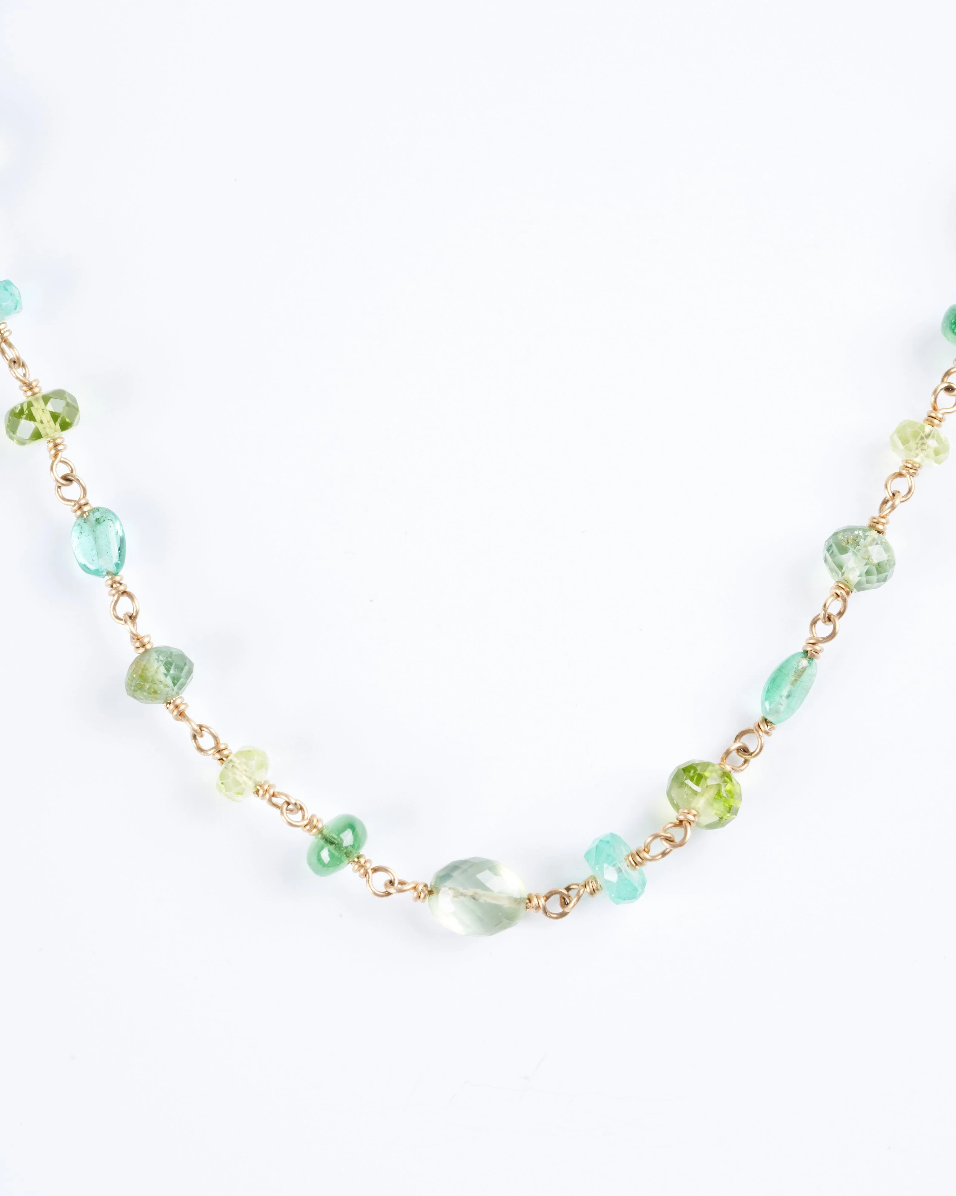 spun sugar multi-stone necklace - green and gold - Image 2