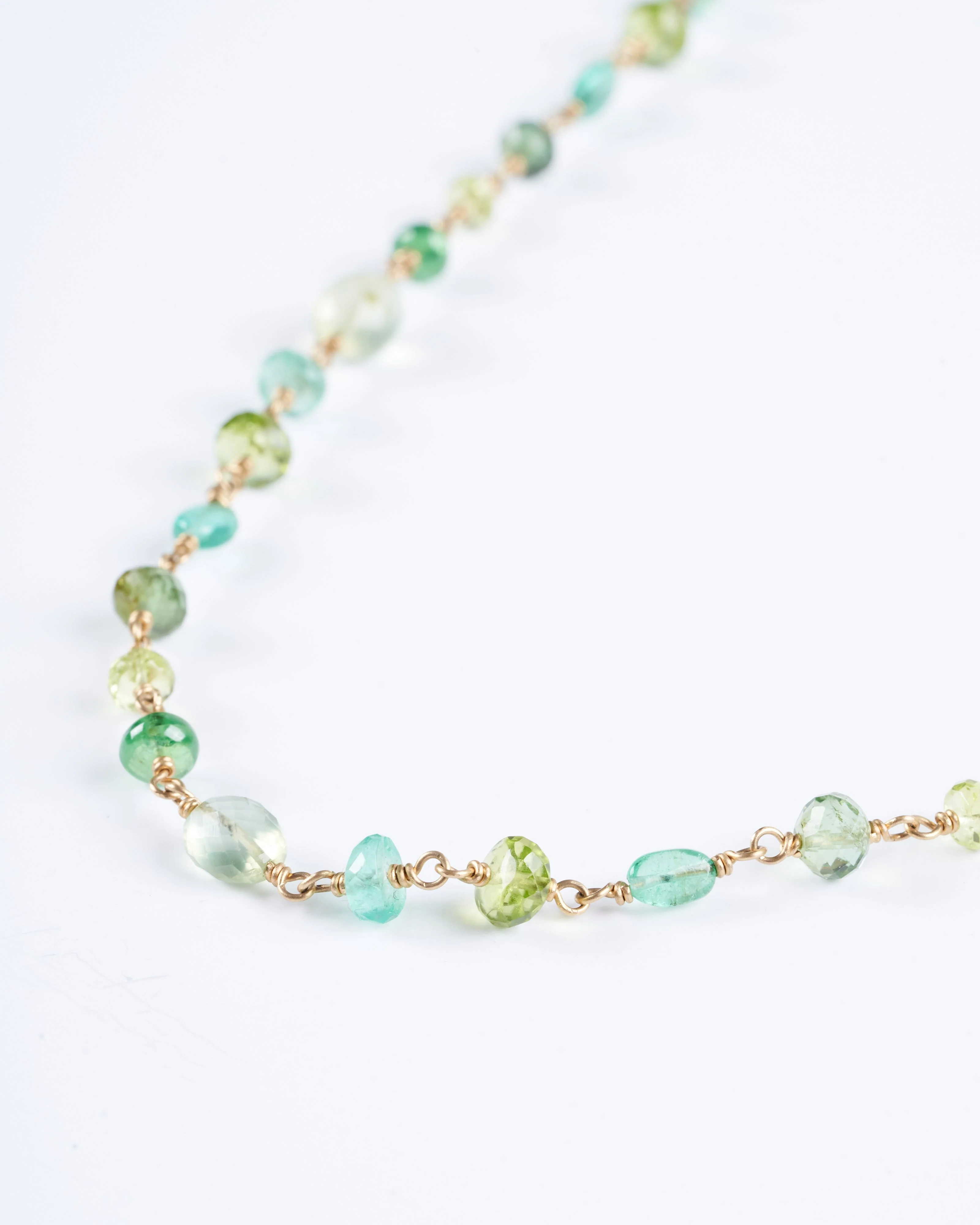 spun sugar multi-stone necklace - green and gold - Image 3