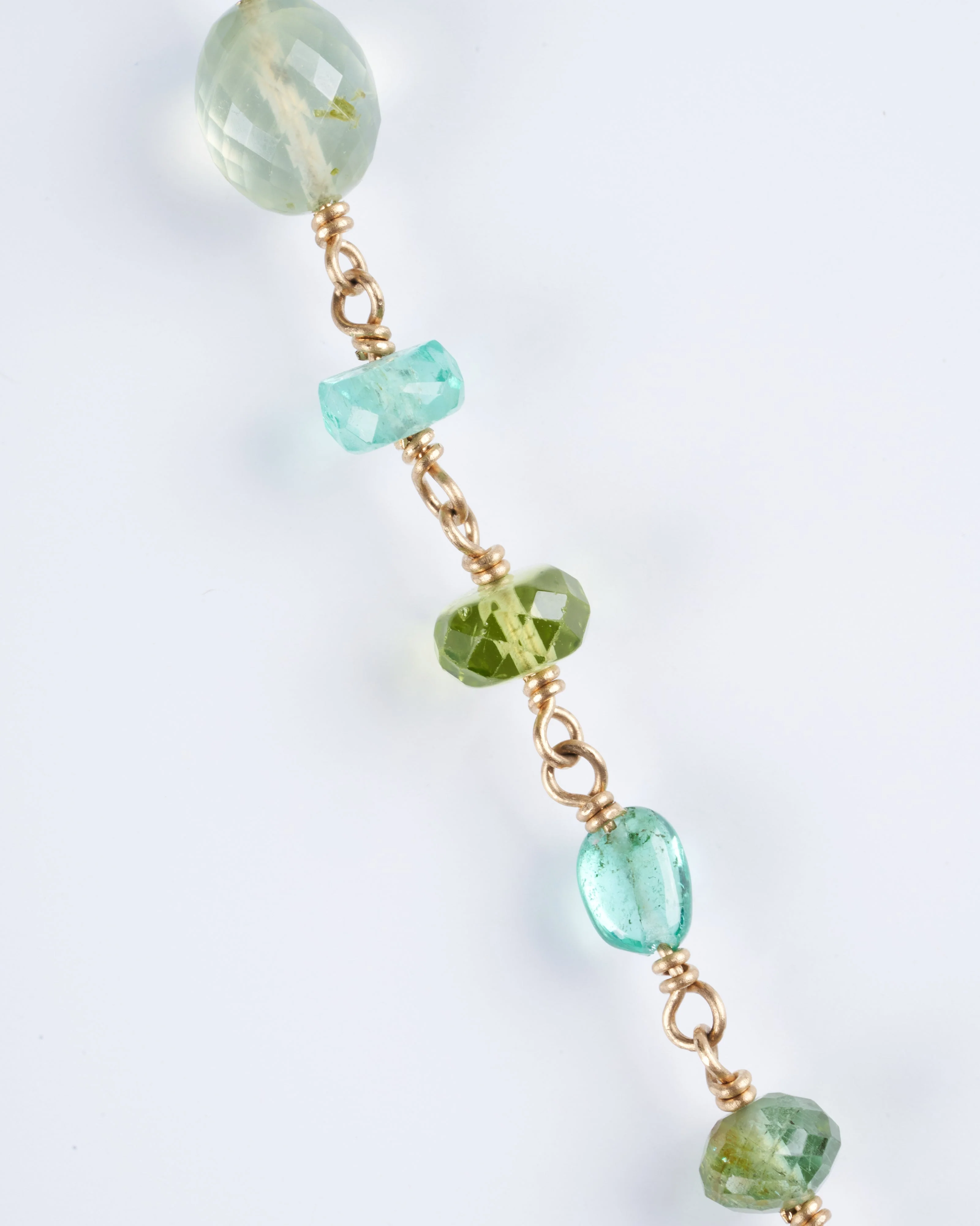 spun sugar multi-stone necklace - green and gold - Image 4