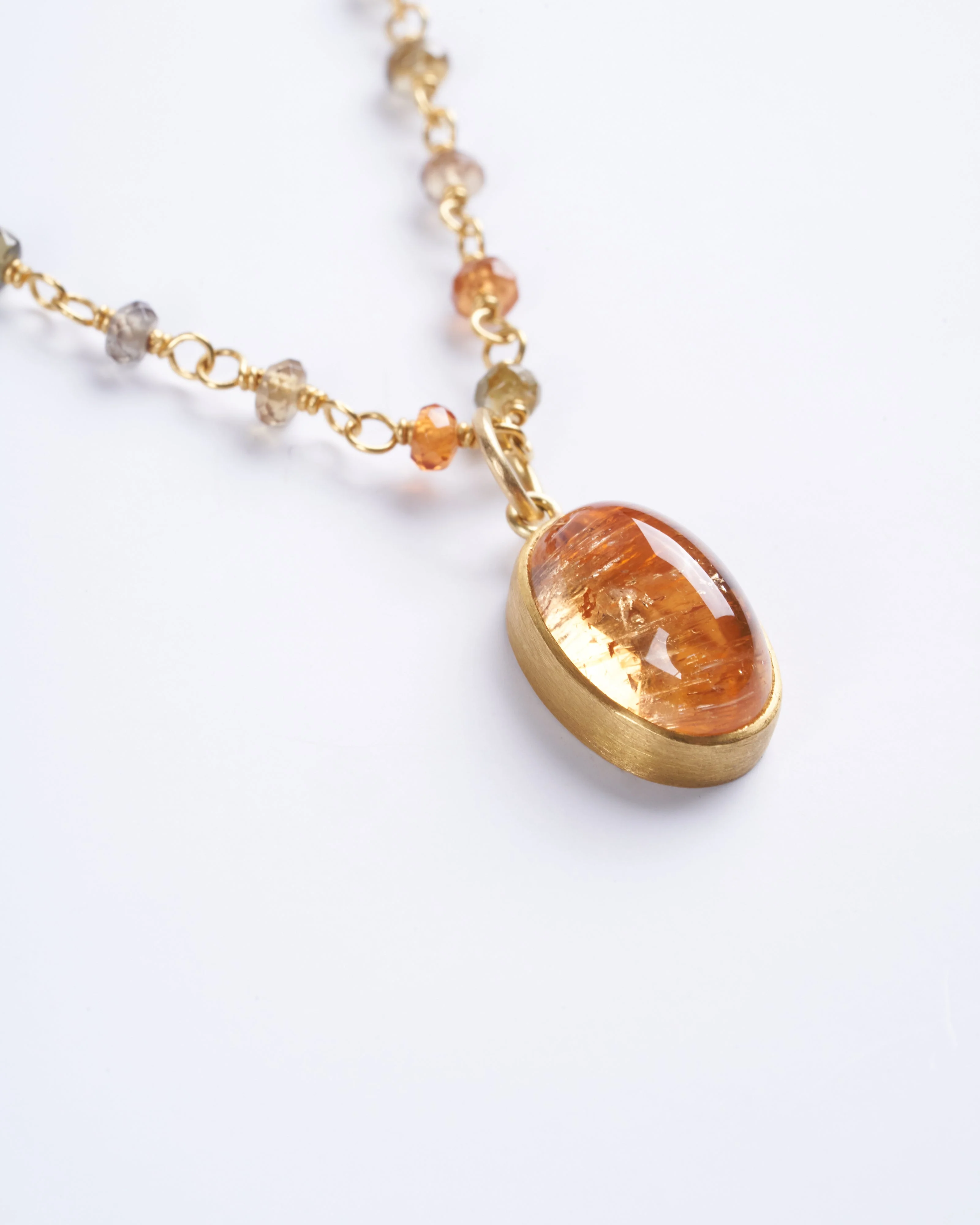 spun sugar multi-stone pendant necklace - brown and gold - Image 3