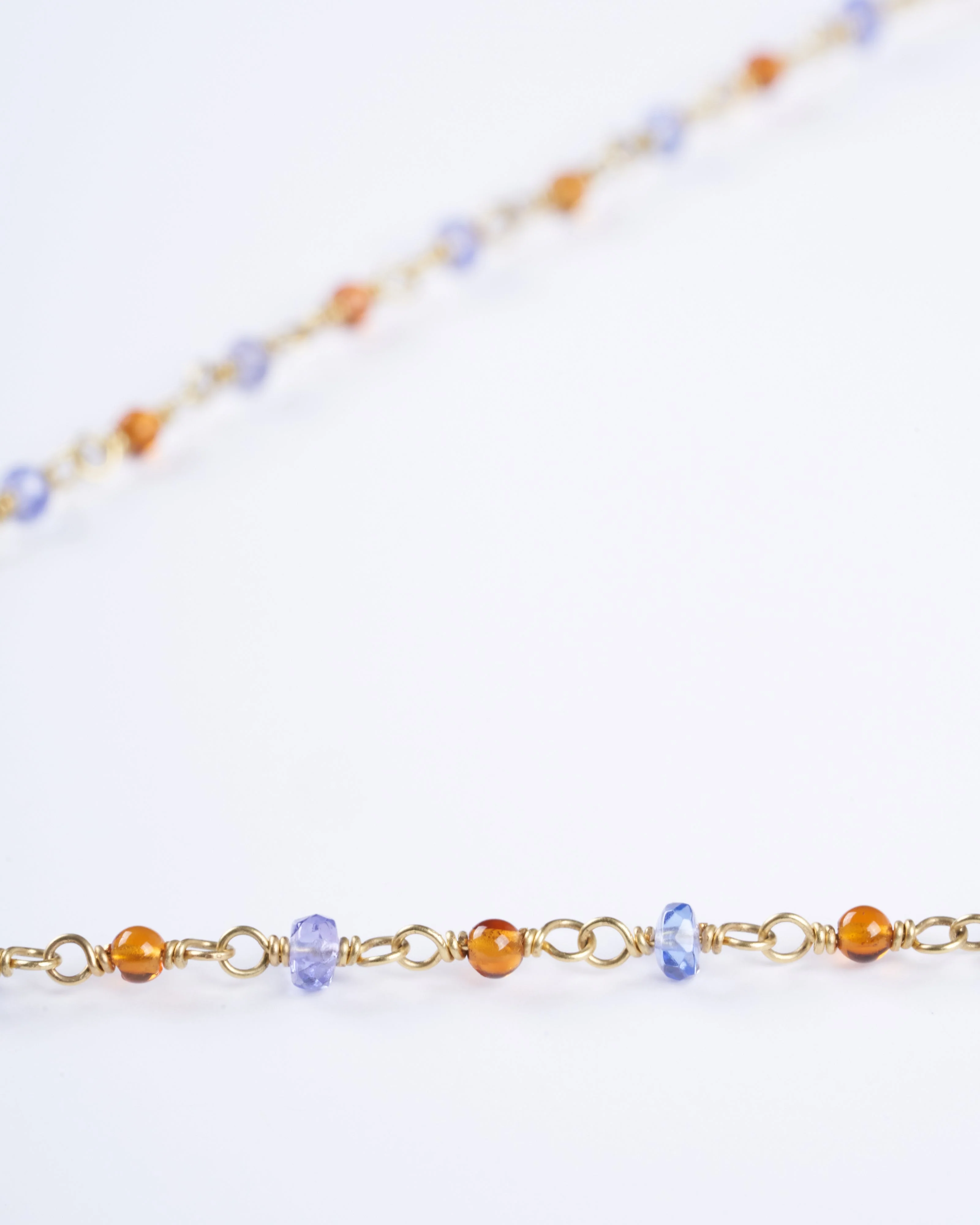 tanzanite and citrine buoy necklace with pendants - orange, purple and gold - Image 3