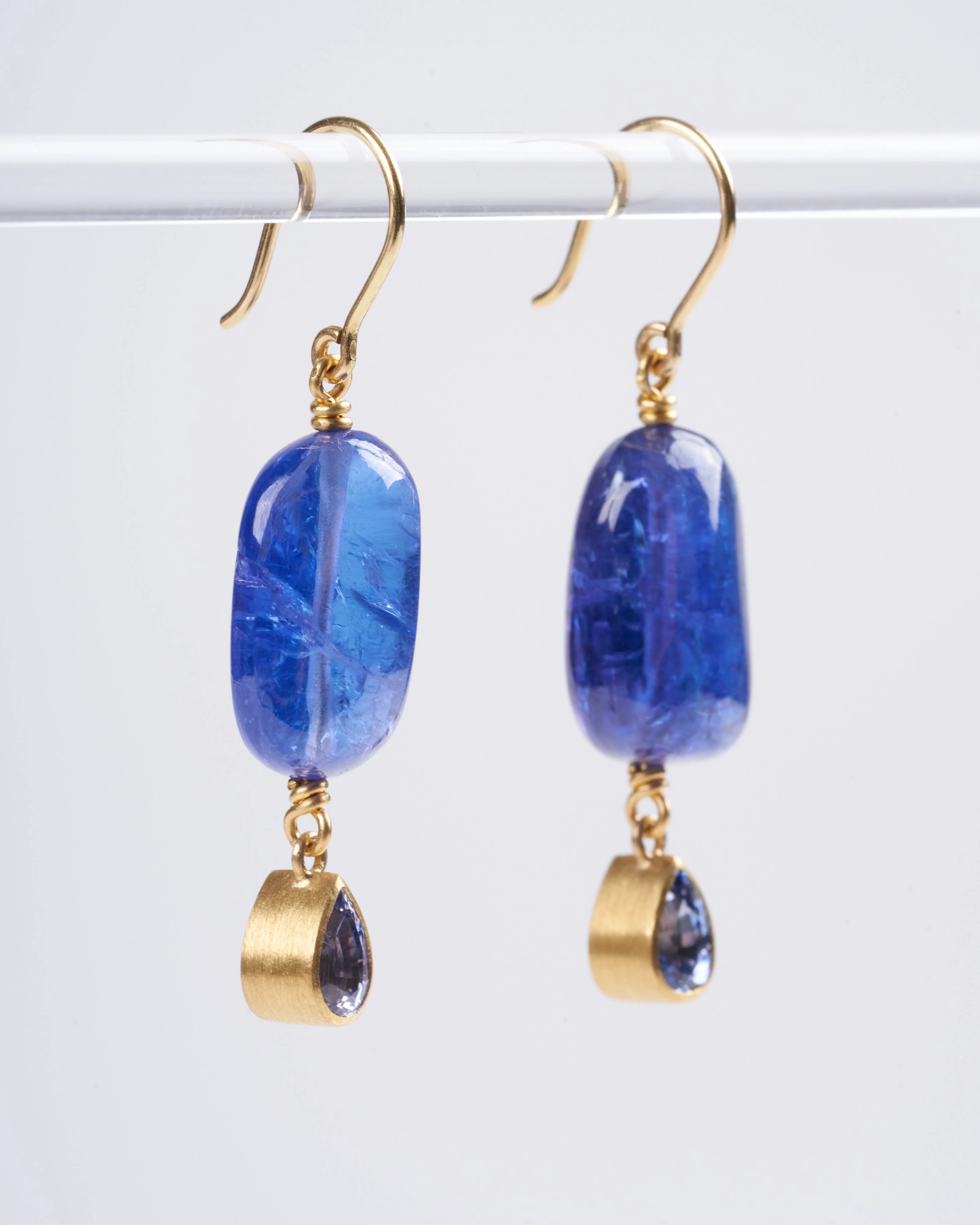 tanzanite and sapphire earrings - blue and gold - Image 2
