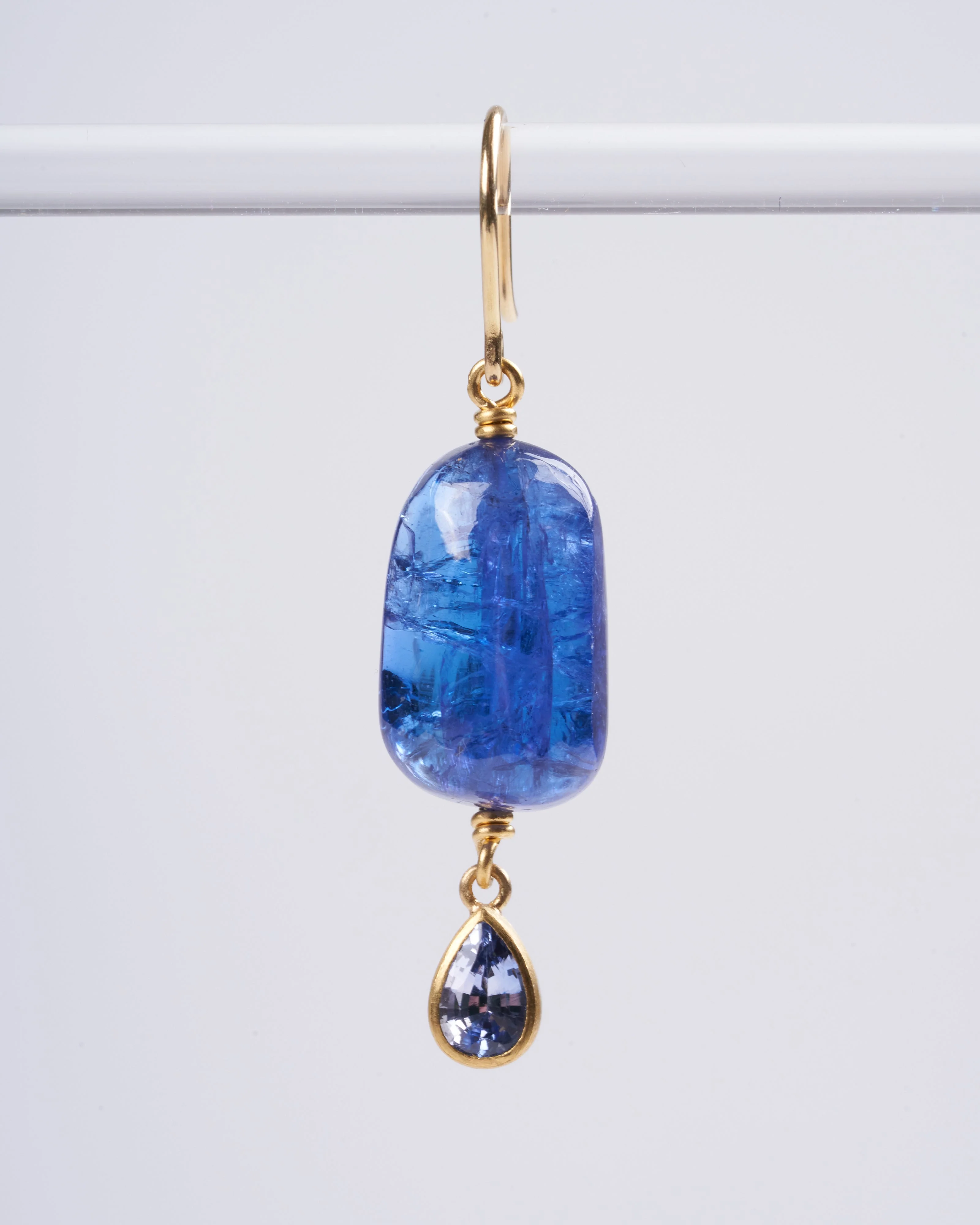tanzanite and sapphire earrings - blue and gold - Image 4