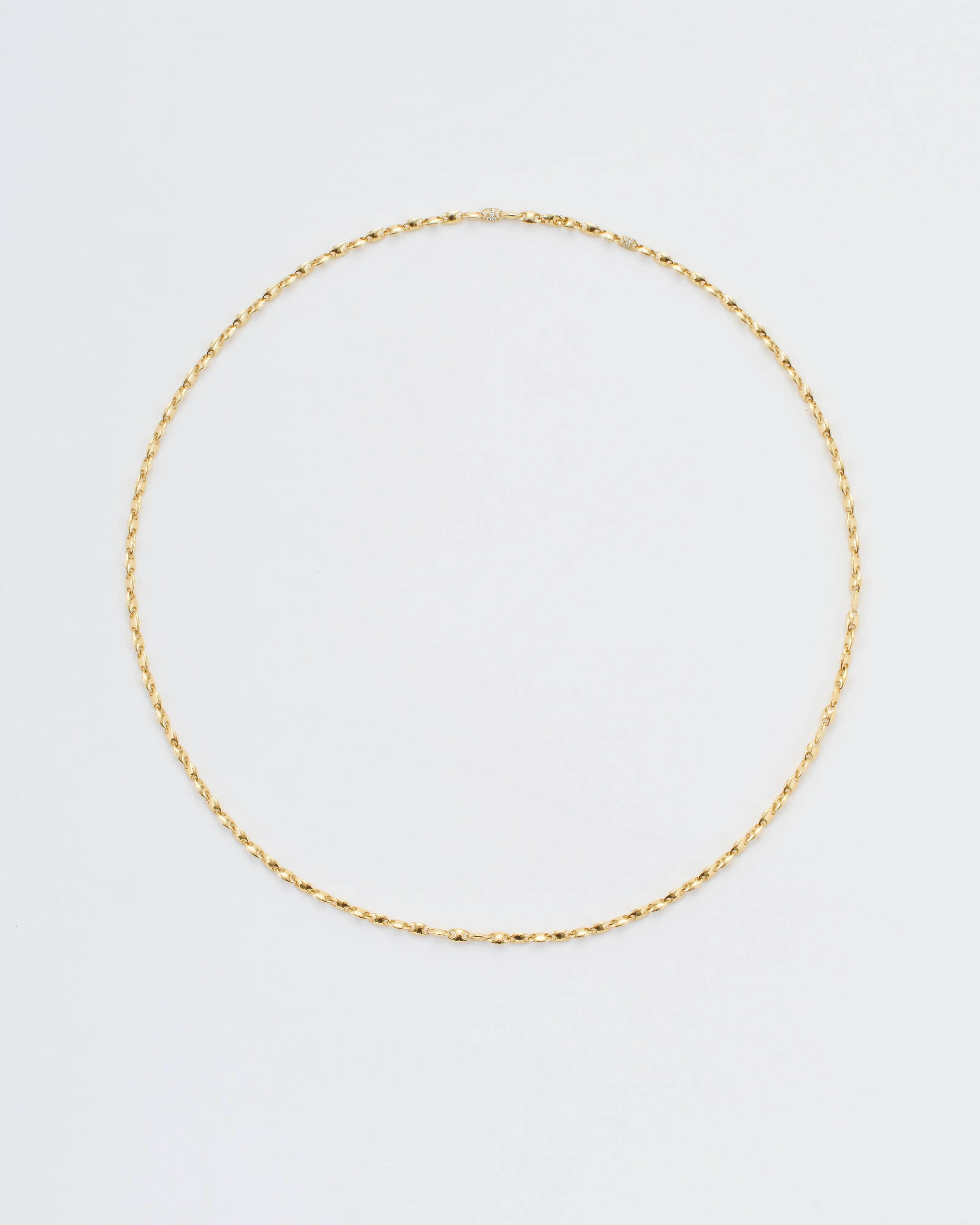 neo 3mm necklace in yellow gold and white diamonds detail - Image 2