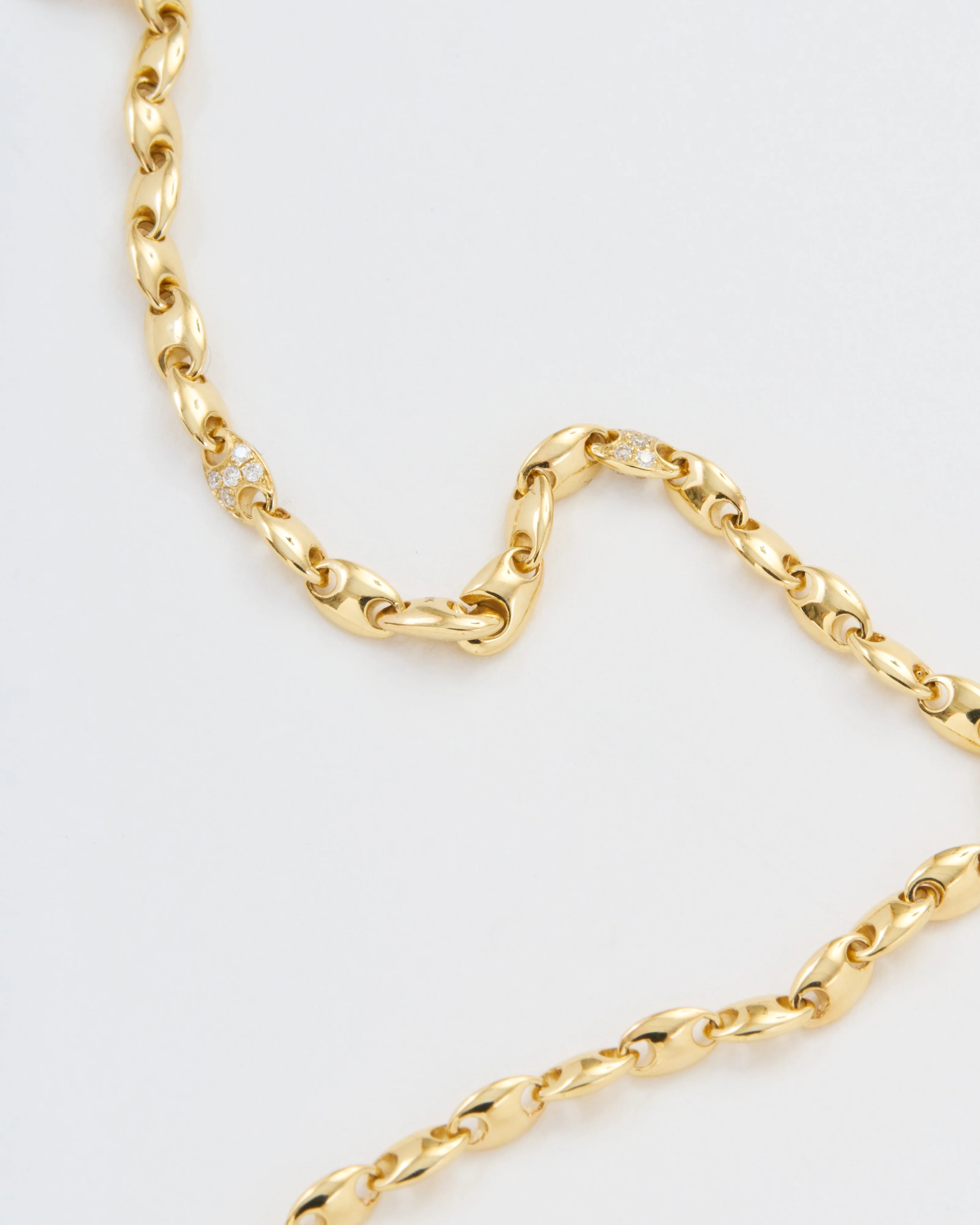 neo 3mm necklace in yellow gold and white diamonds detail - Image 4