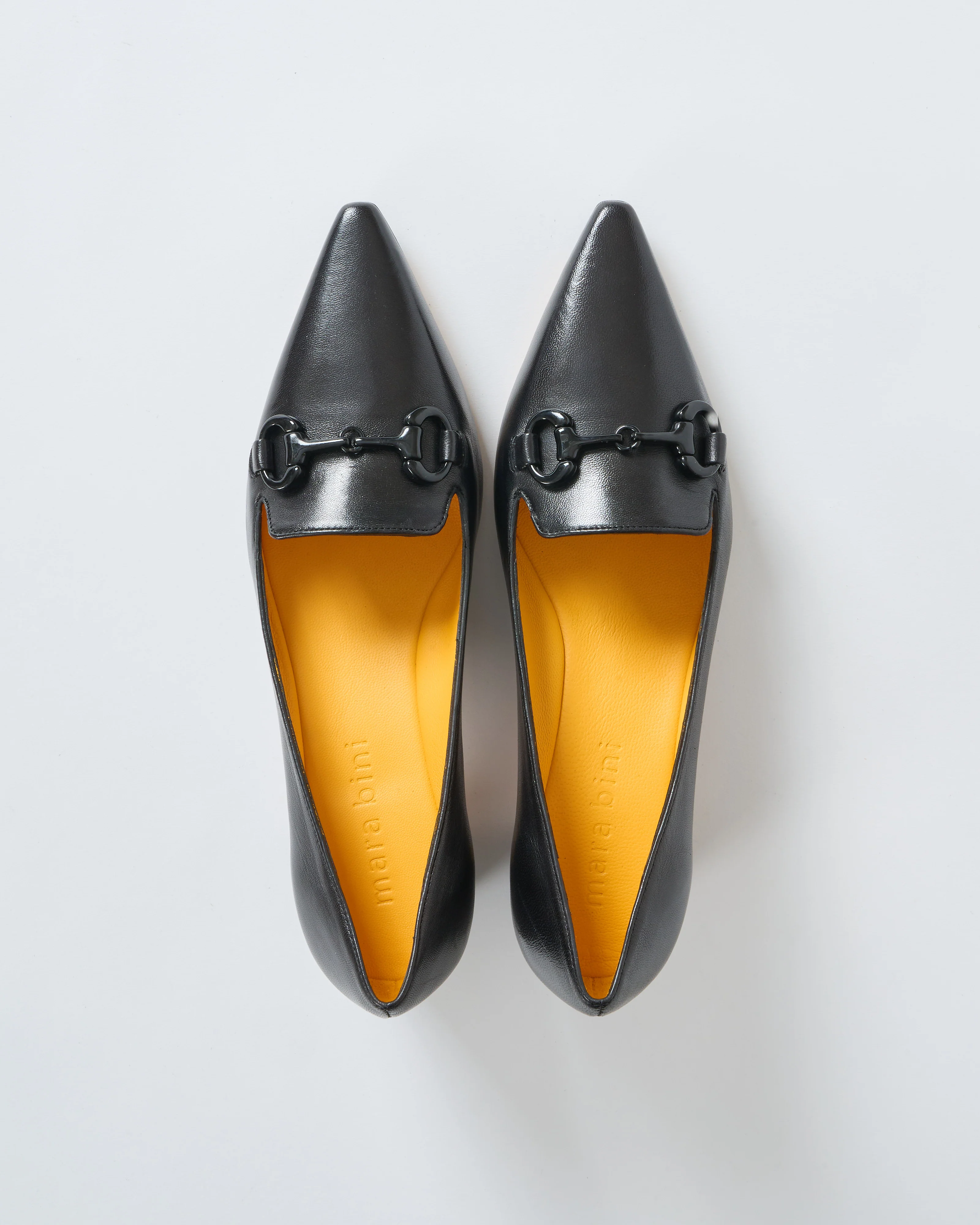 pointed black leather heel with black bit - Image 2