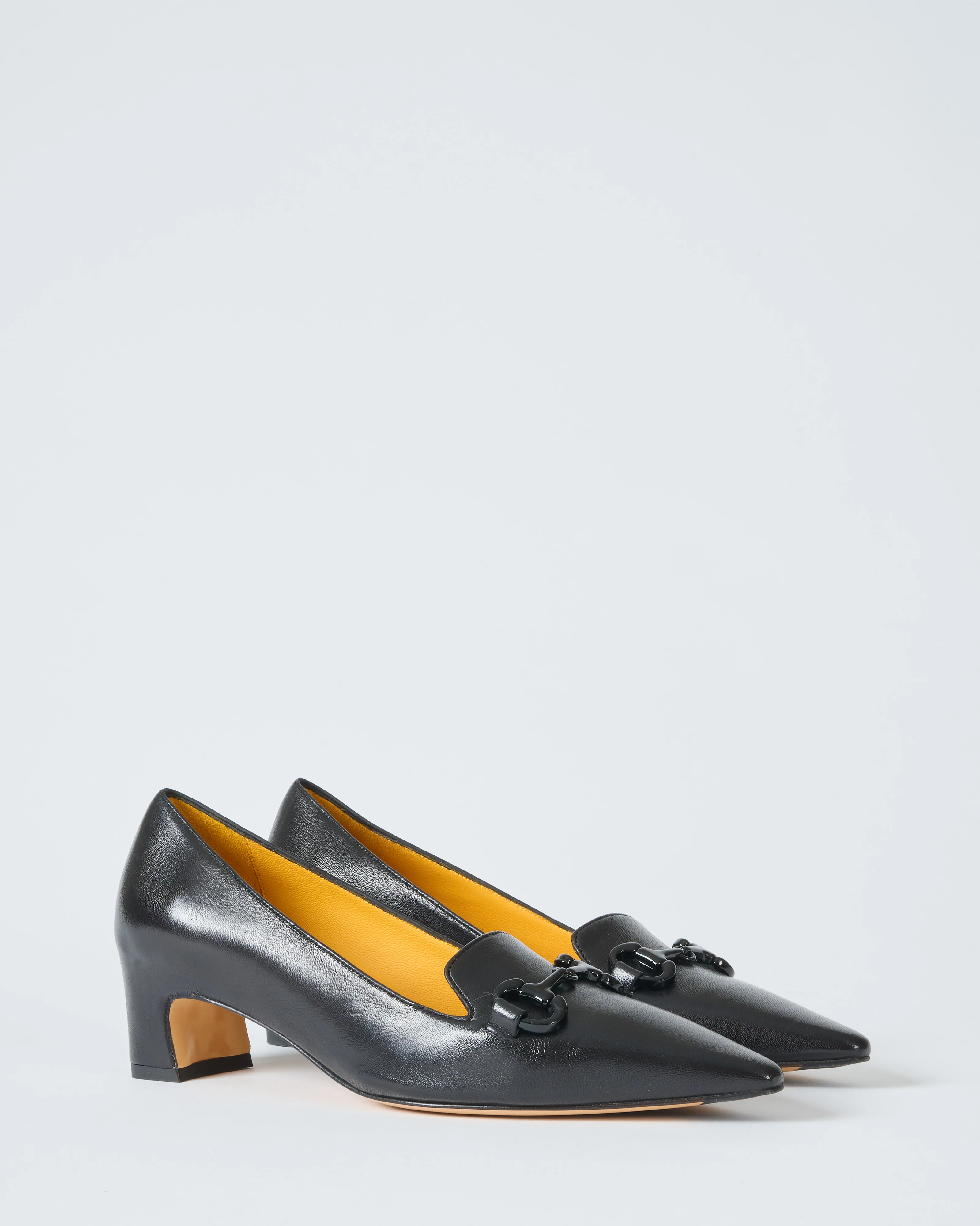 pointed black leather heel with black bit - Image 4