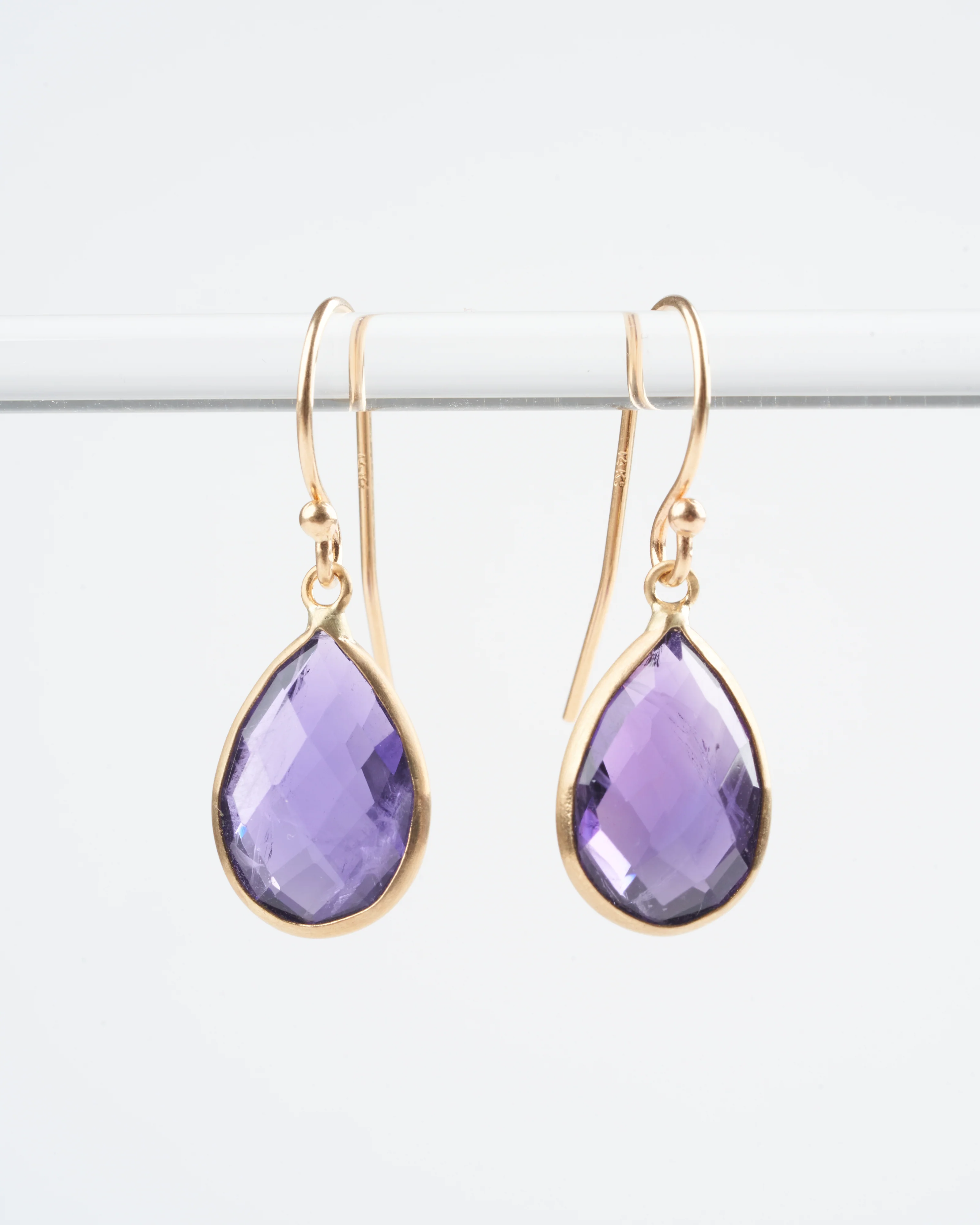 amethyst teardrop earrings - purple - Image 2
