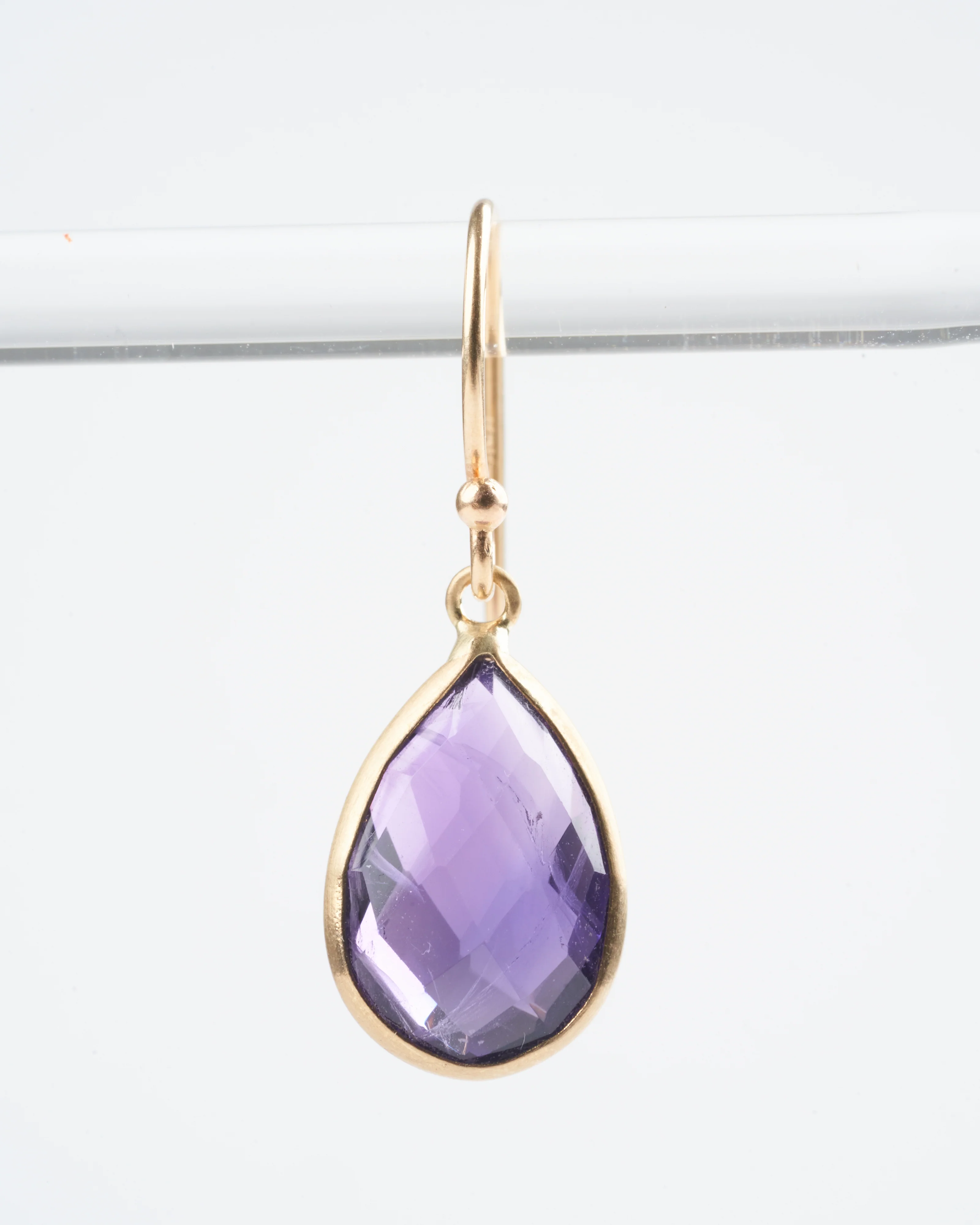 amethyst teardrop earrings - purple - Image 3