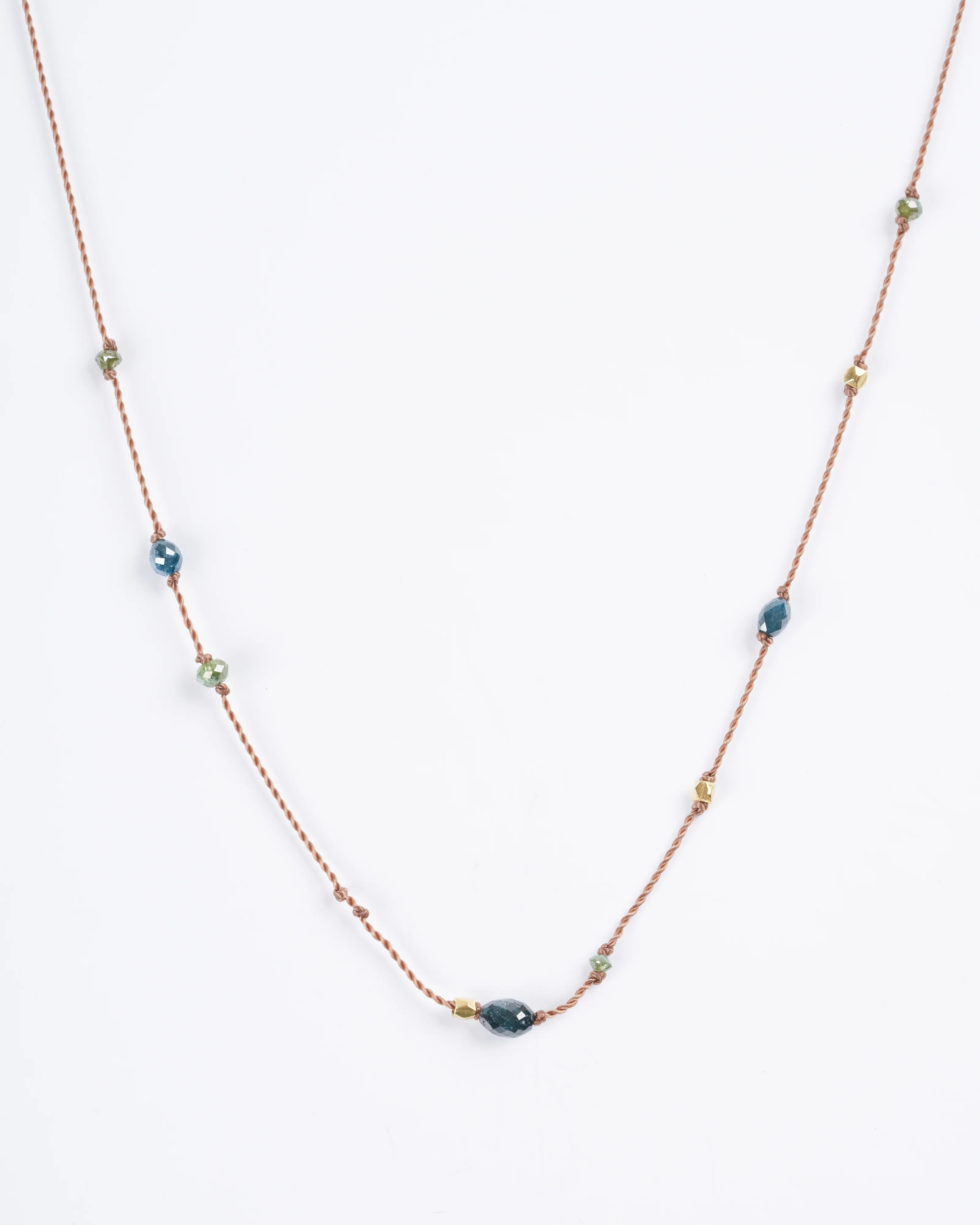 blue diamonds + 18k yellow gold necklace - Image 3