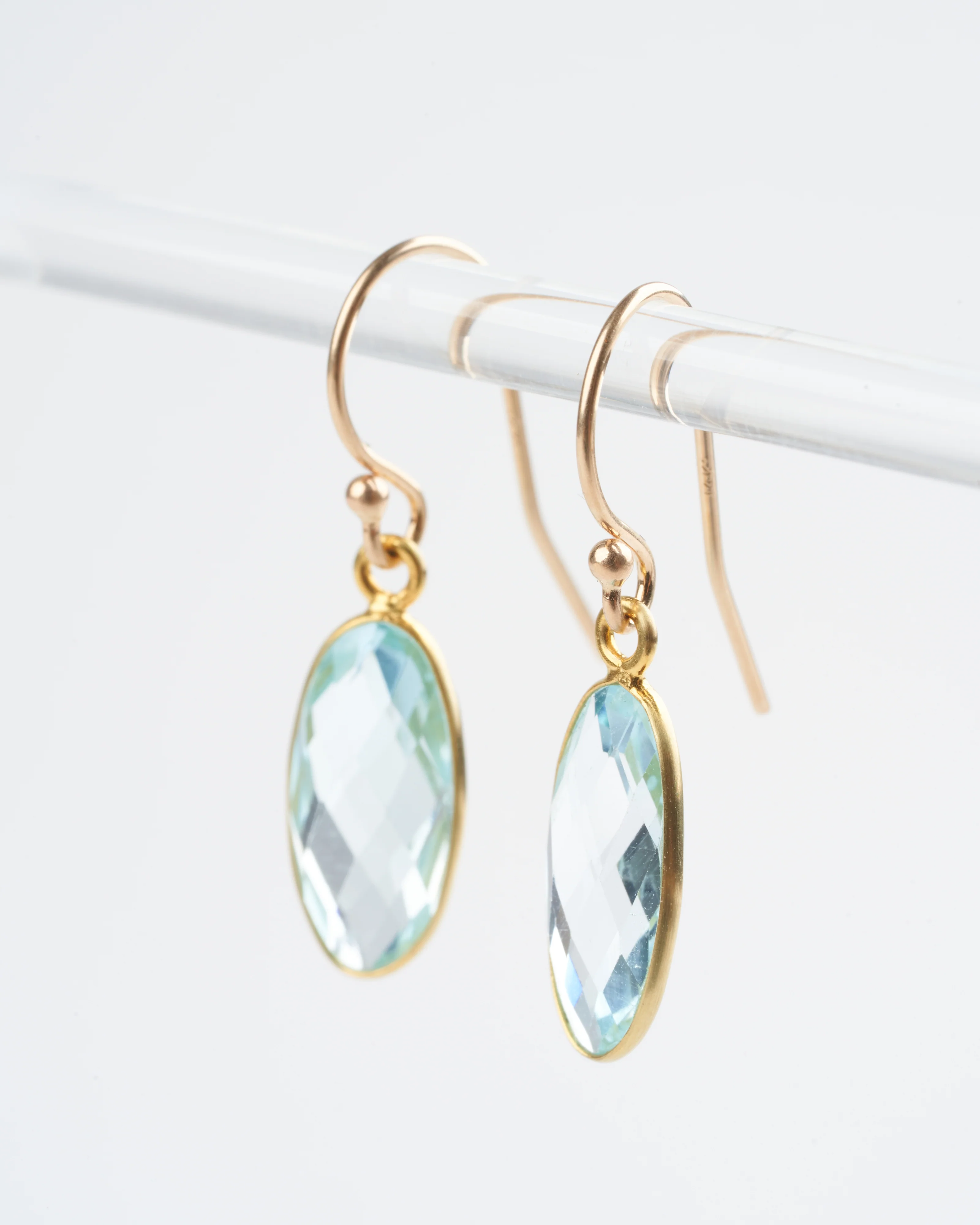 blue topaz gold long drop earrings - blue - Image 3
