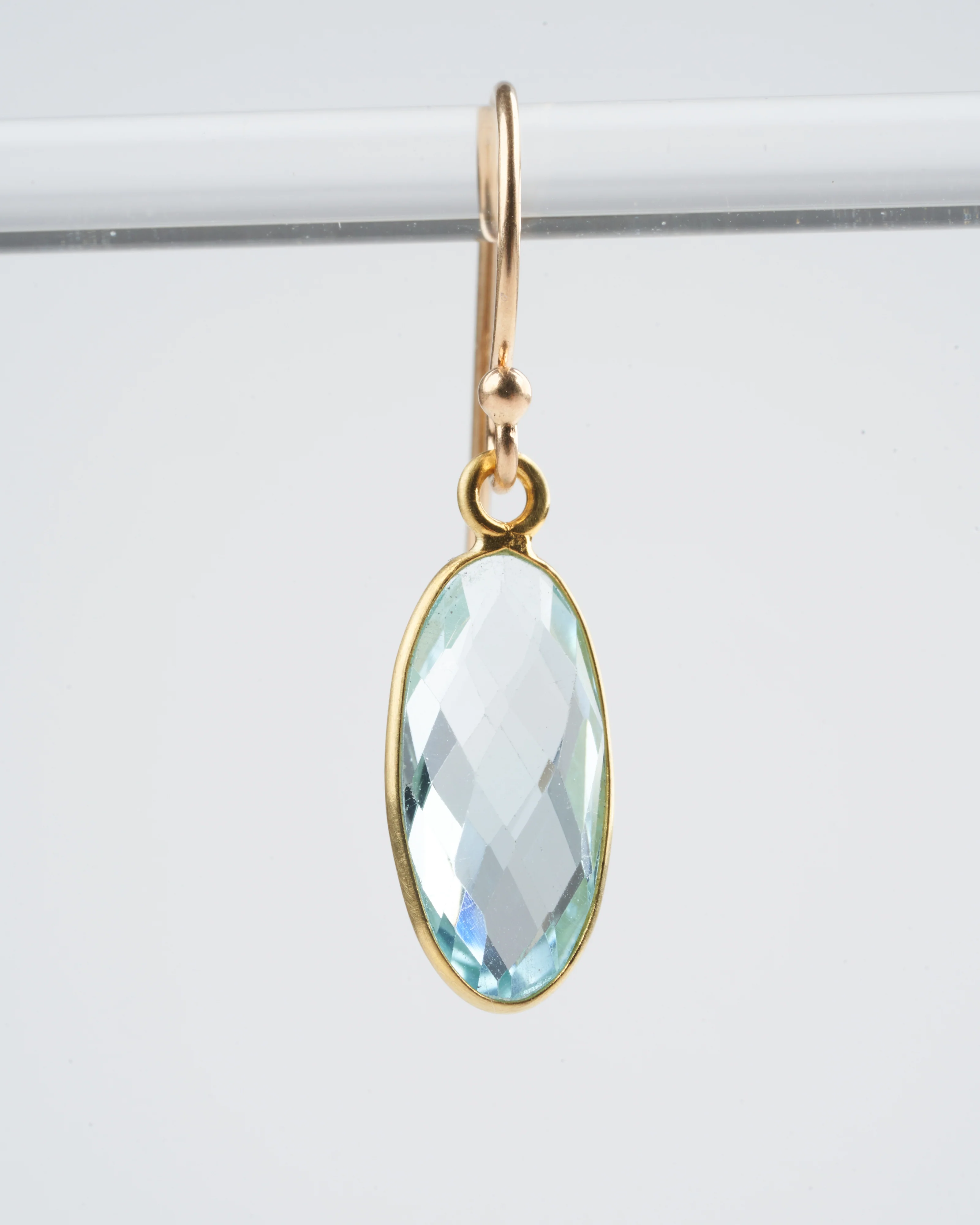 blue topaz gold long drop earrings - blue - Image 4