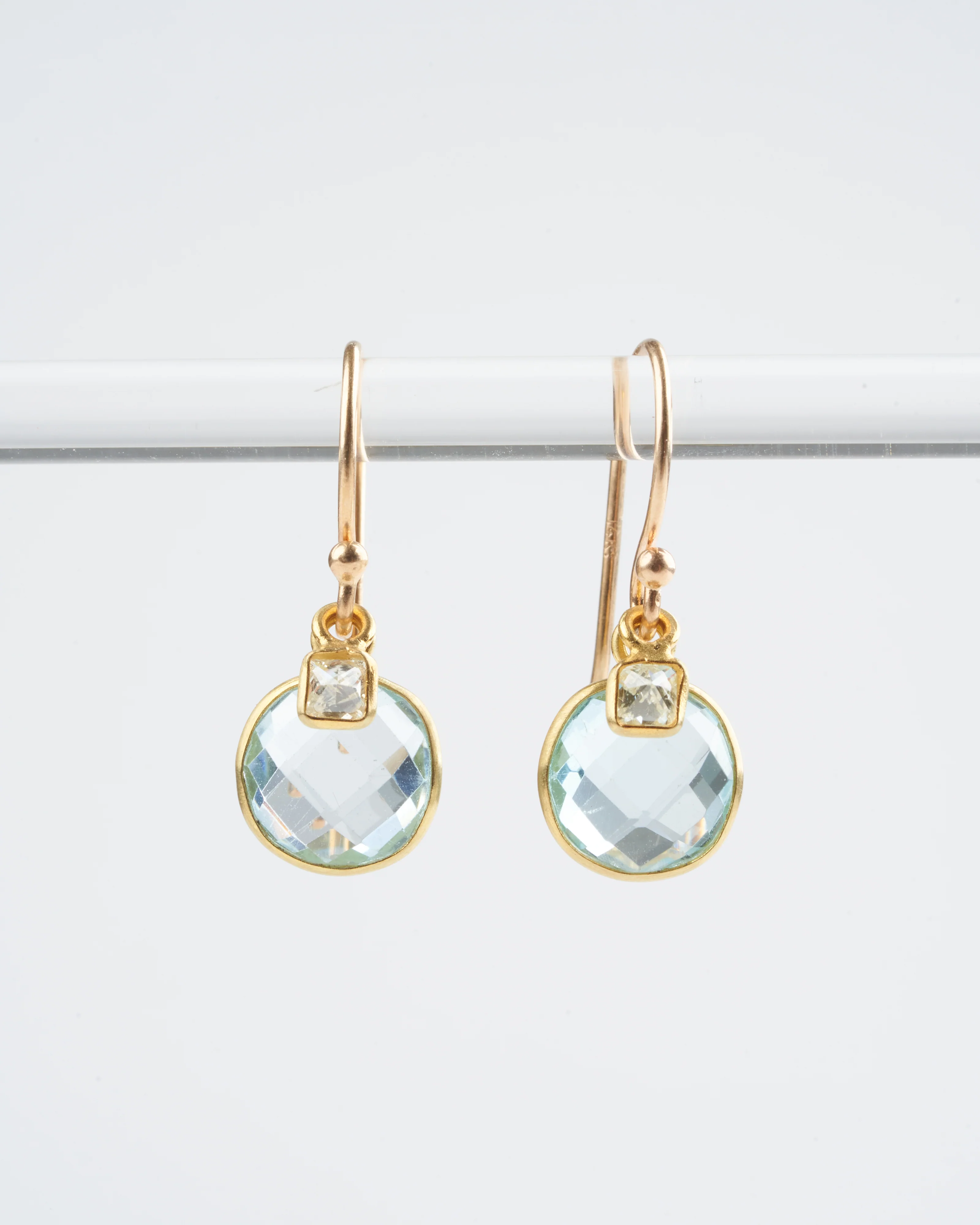 blue topaz / diamond earrings - blue - Image 2