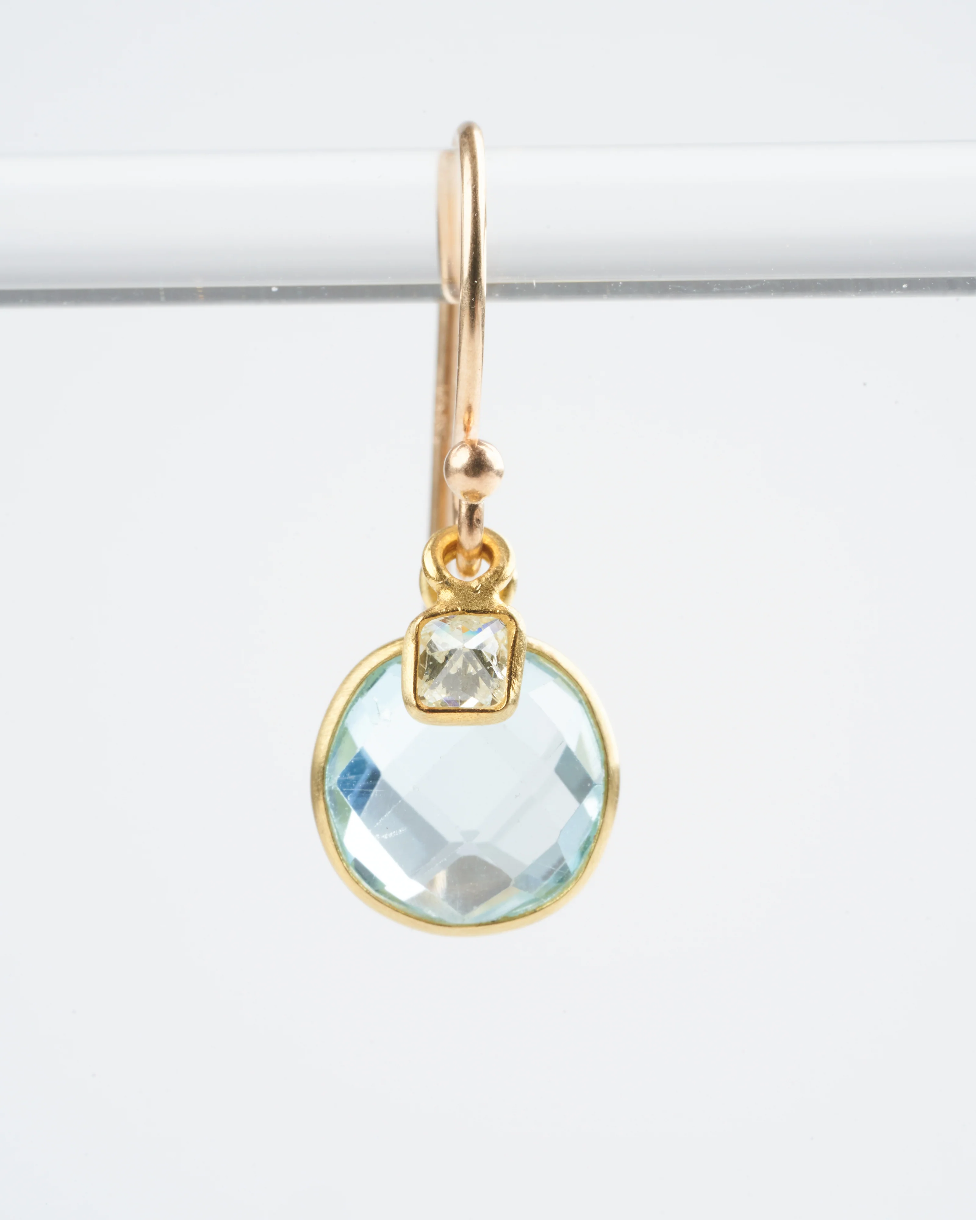 blue topaz / diamond earrings - blue - Image 4