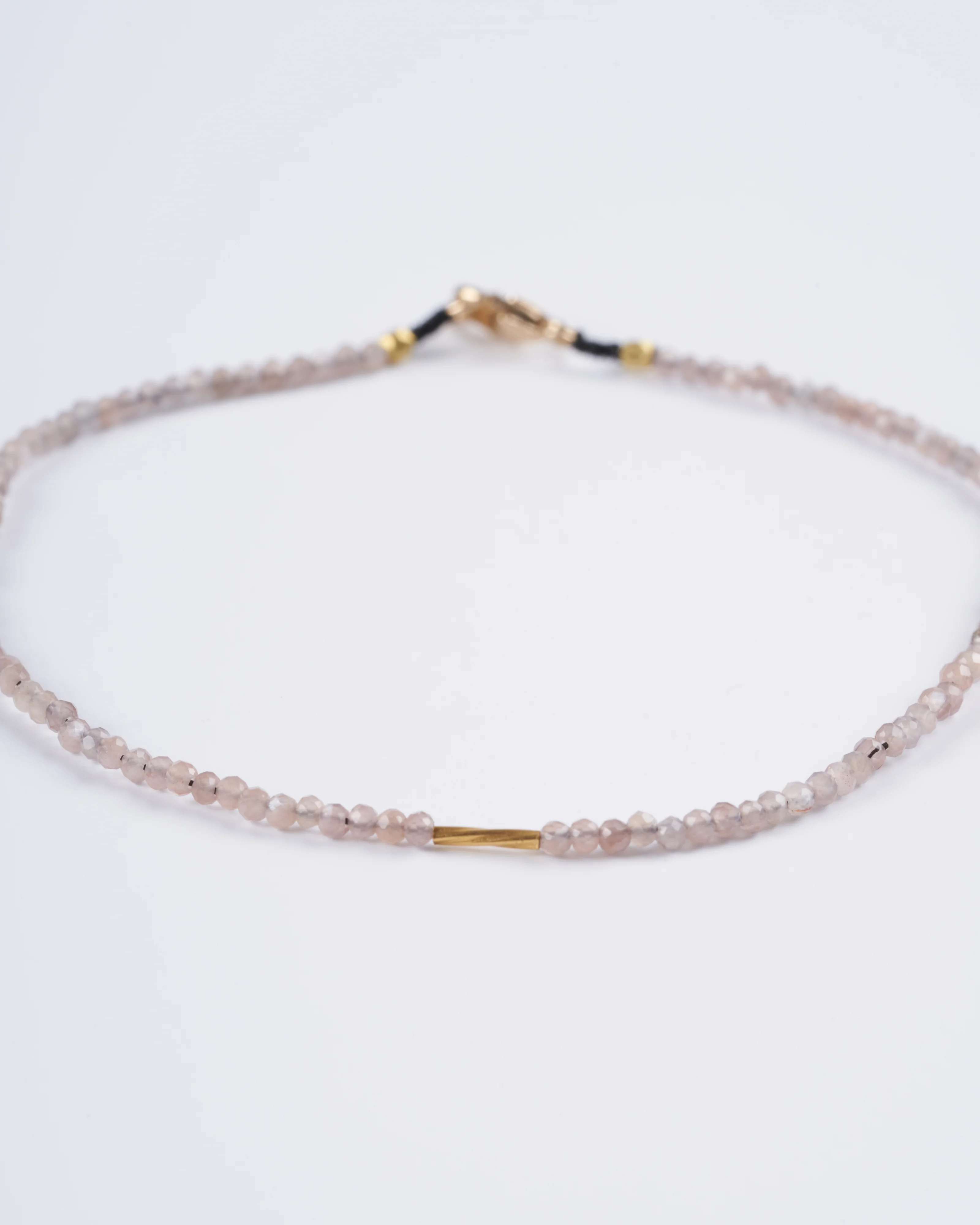 chocolate moonstone and 18k yellow gold beaded bracelet - Image 2
