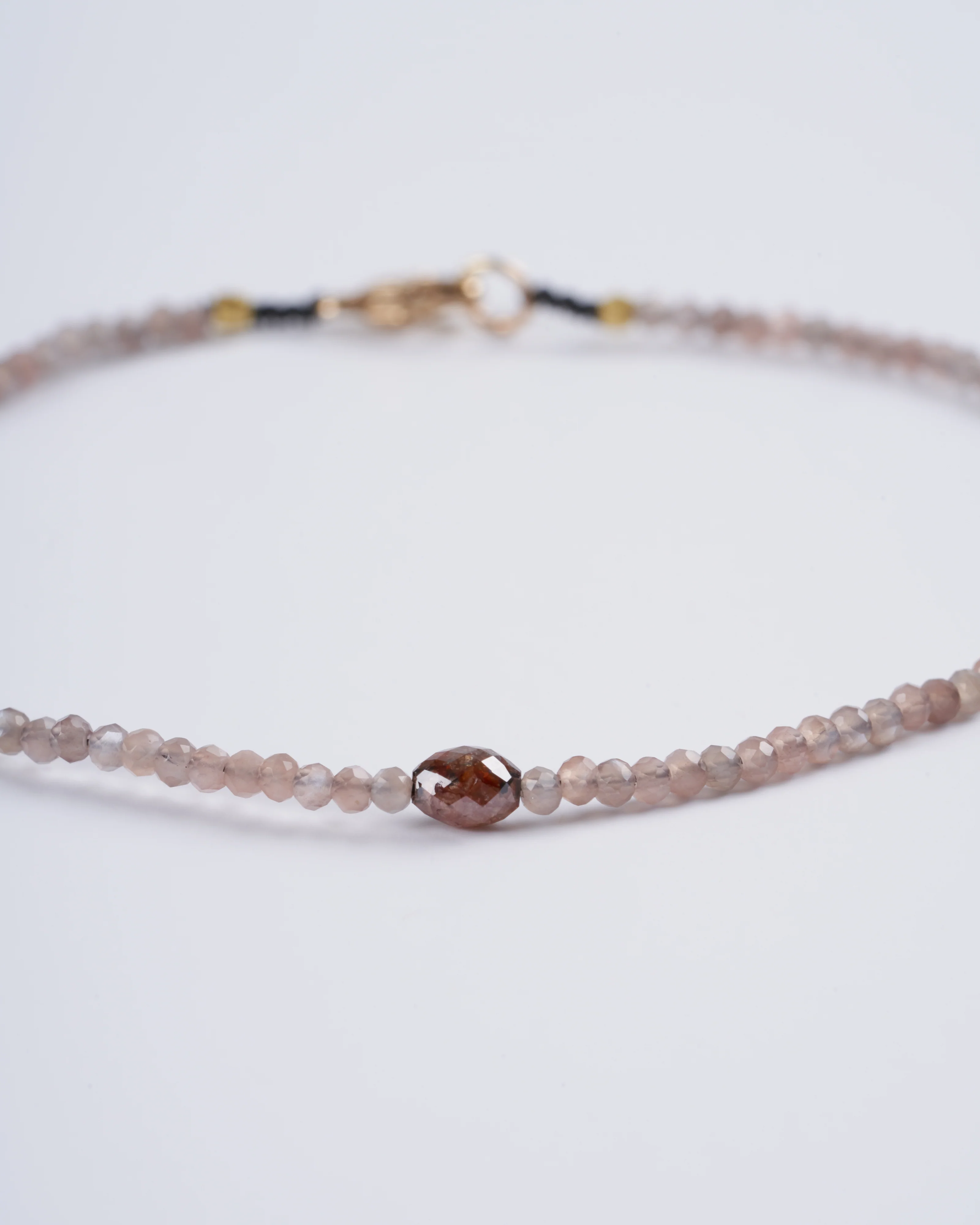 chocolate moonstone and rustic brown diamond beaded bracelet - Image 2