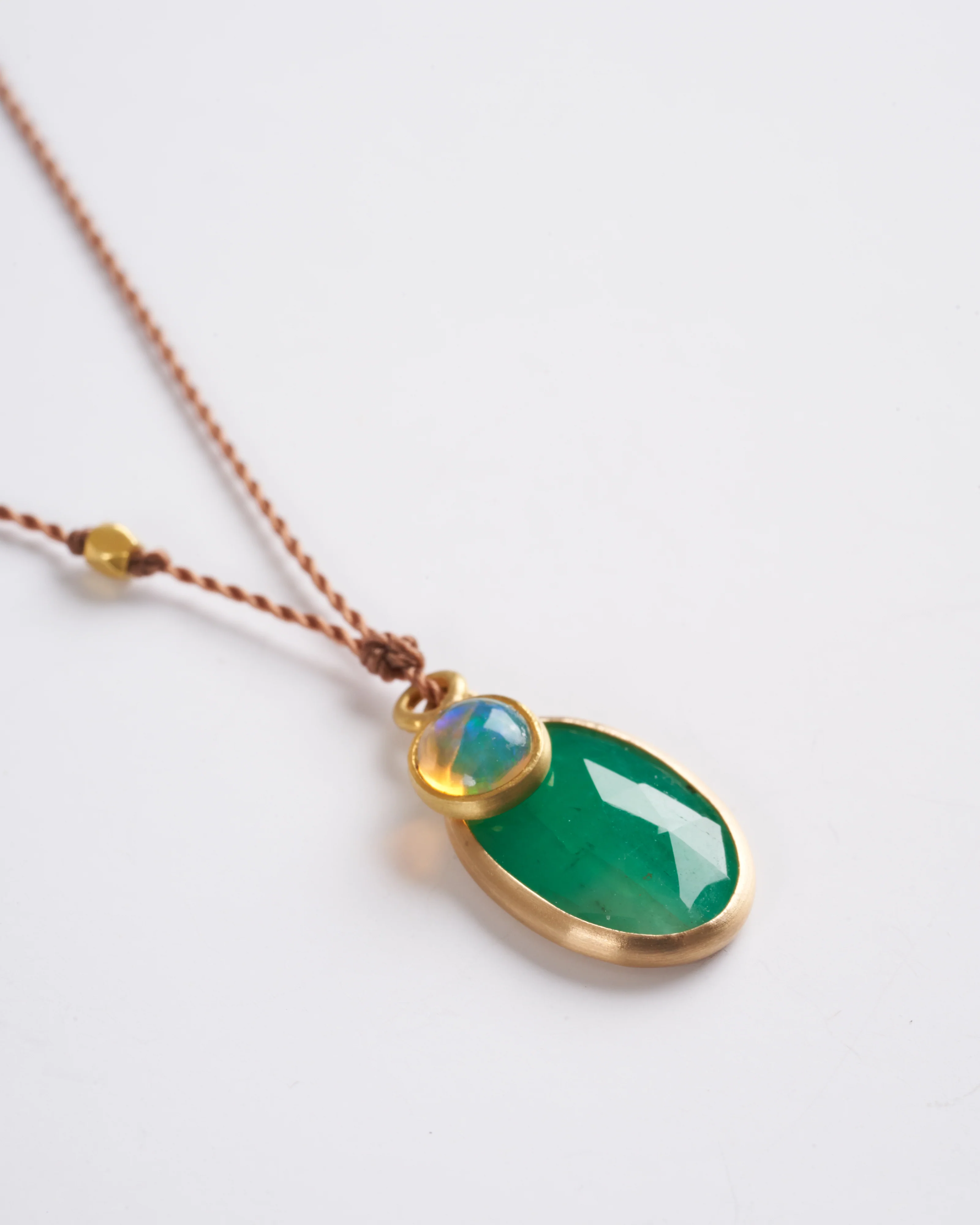 emerald and opal necklace - green/gold - Image 2