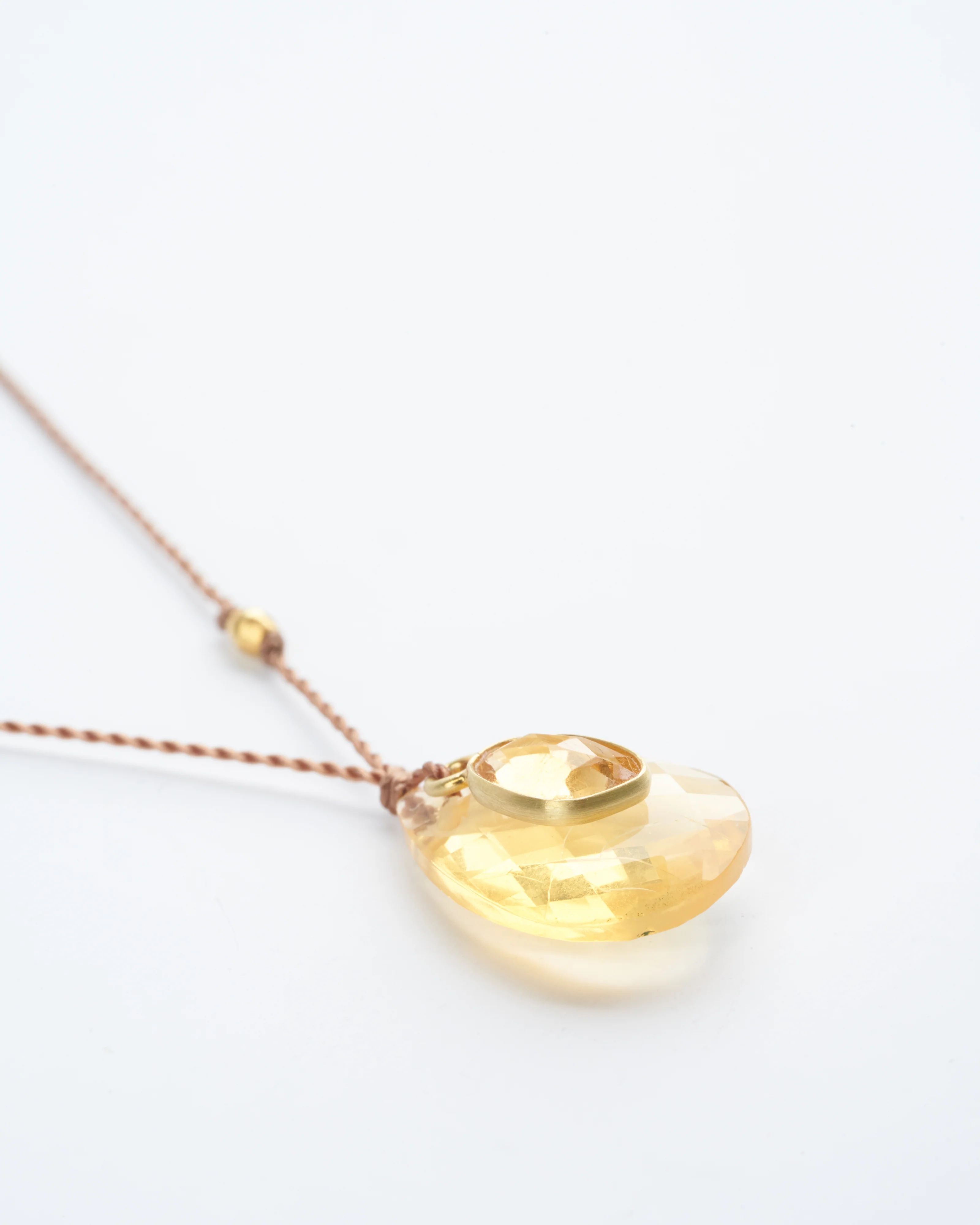 fire opal and sapphire necklace with 18k gold bead - yellow - Image 3