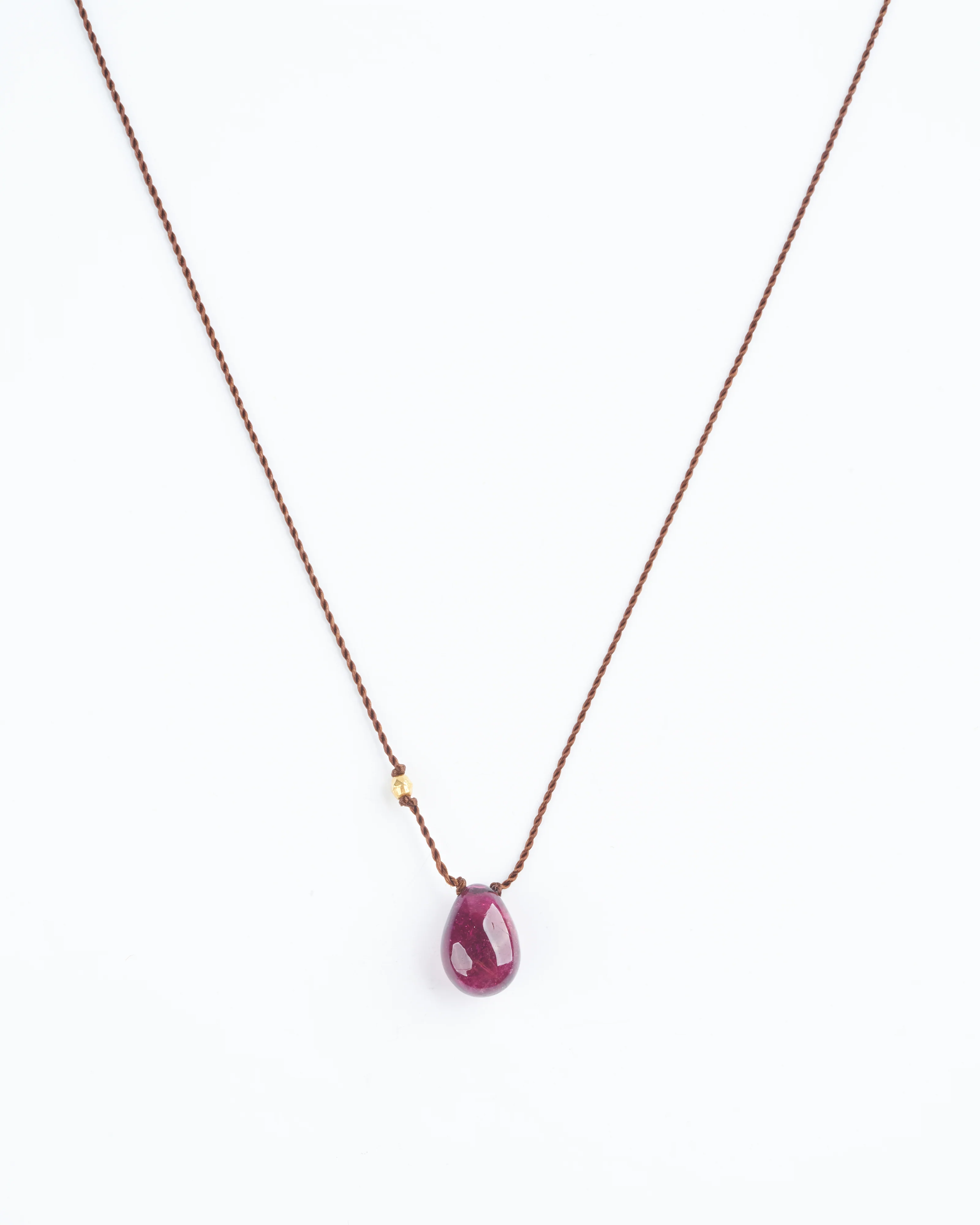 garnet necklace with 18k gold bead - red