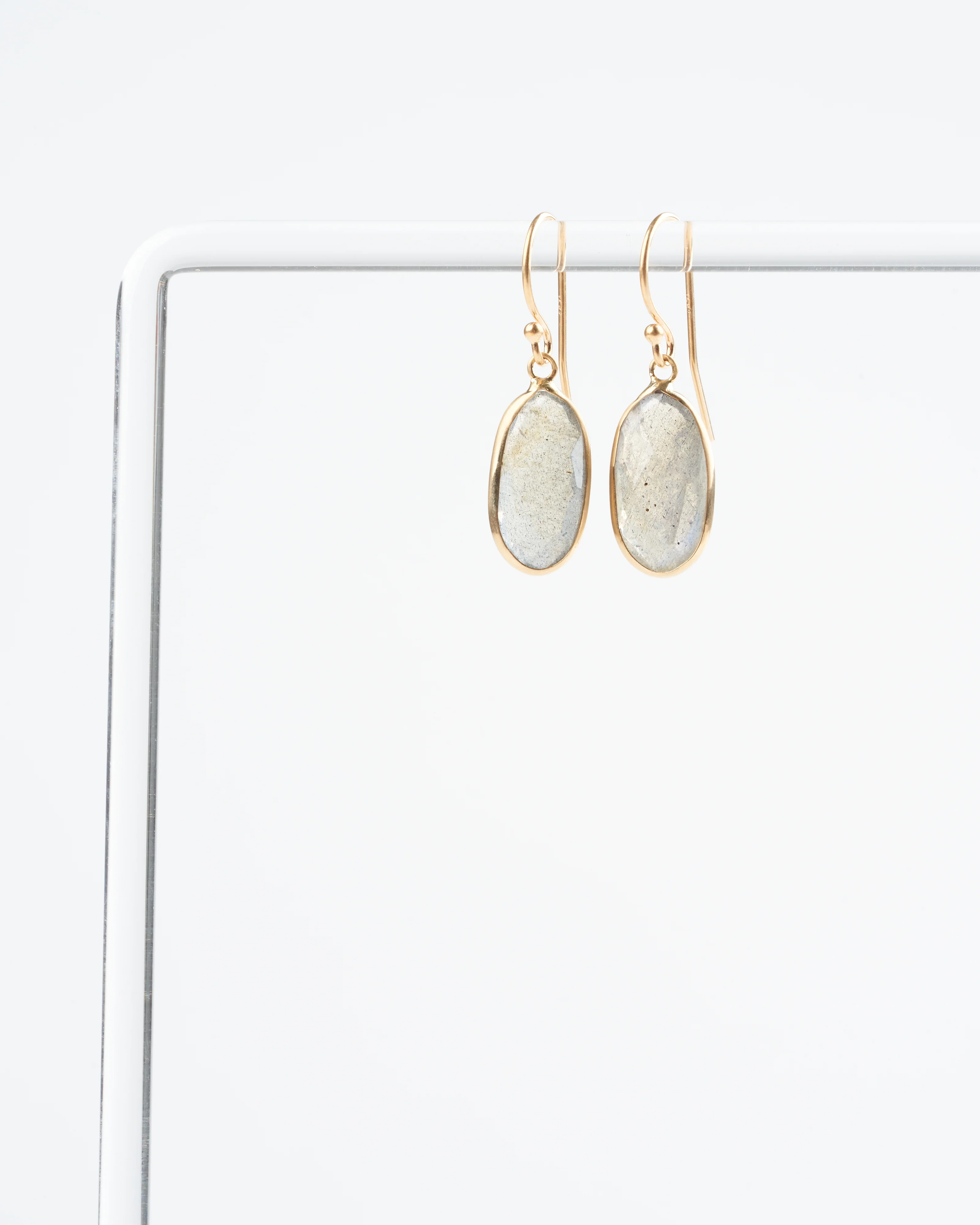 labradorite long drop earrings - grey
