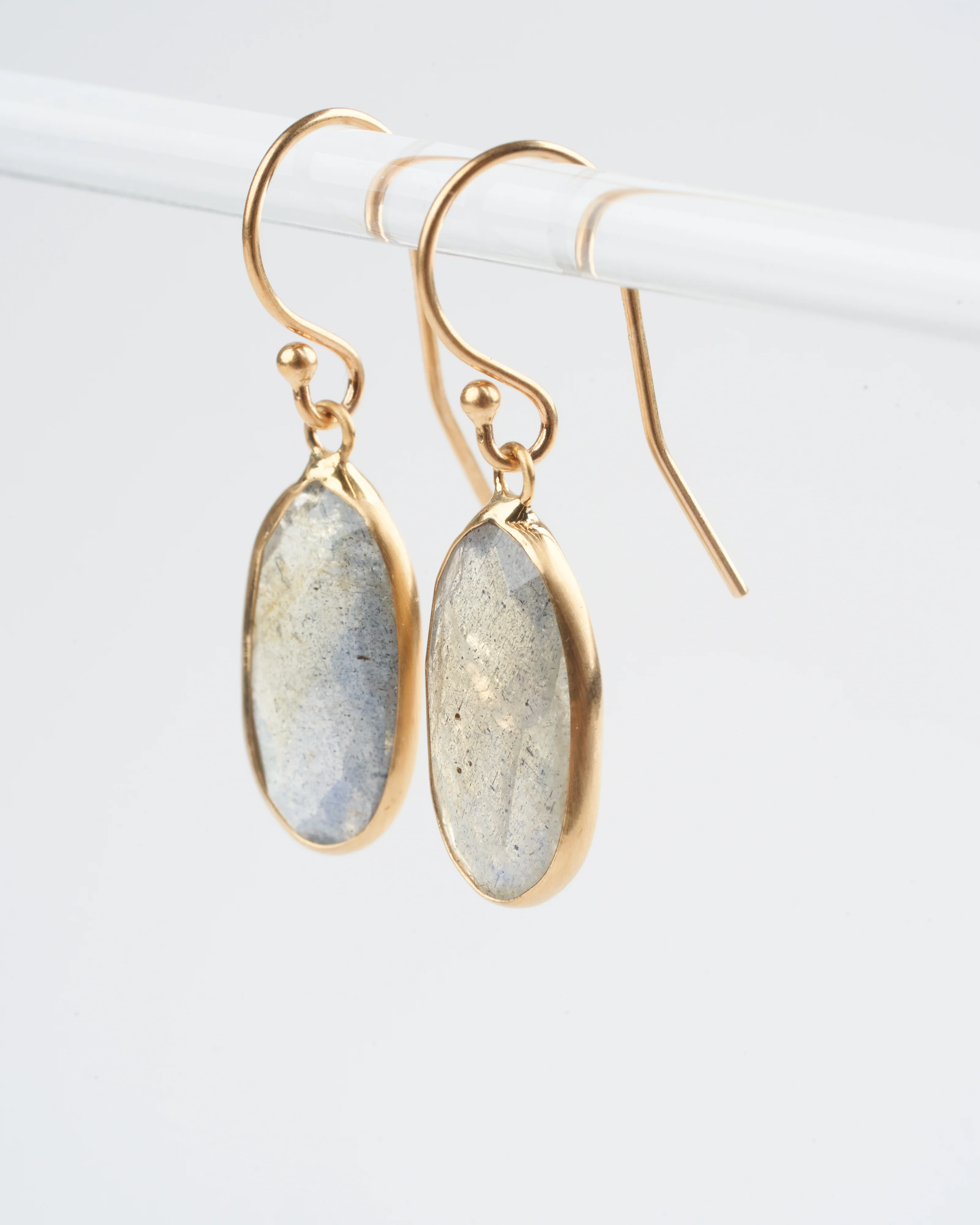 labradorite long drop earrings - grey - Image 2