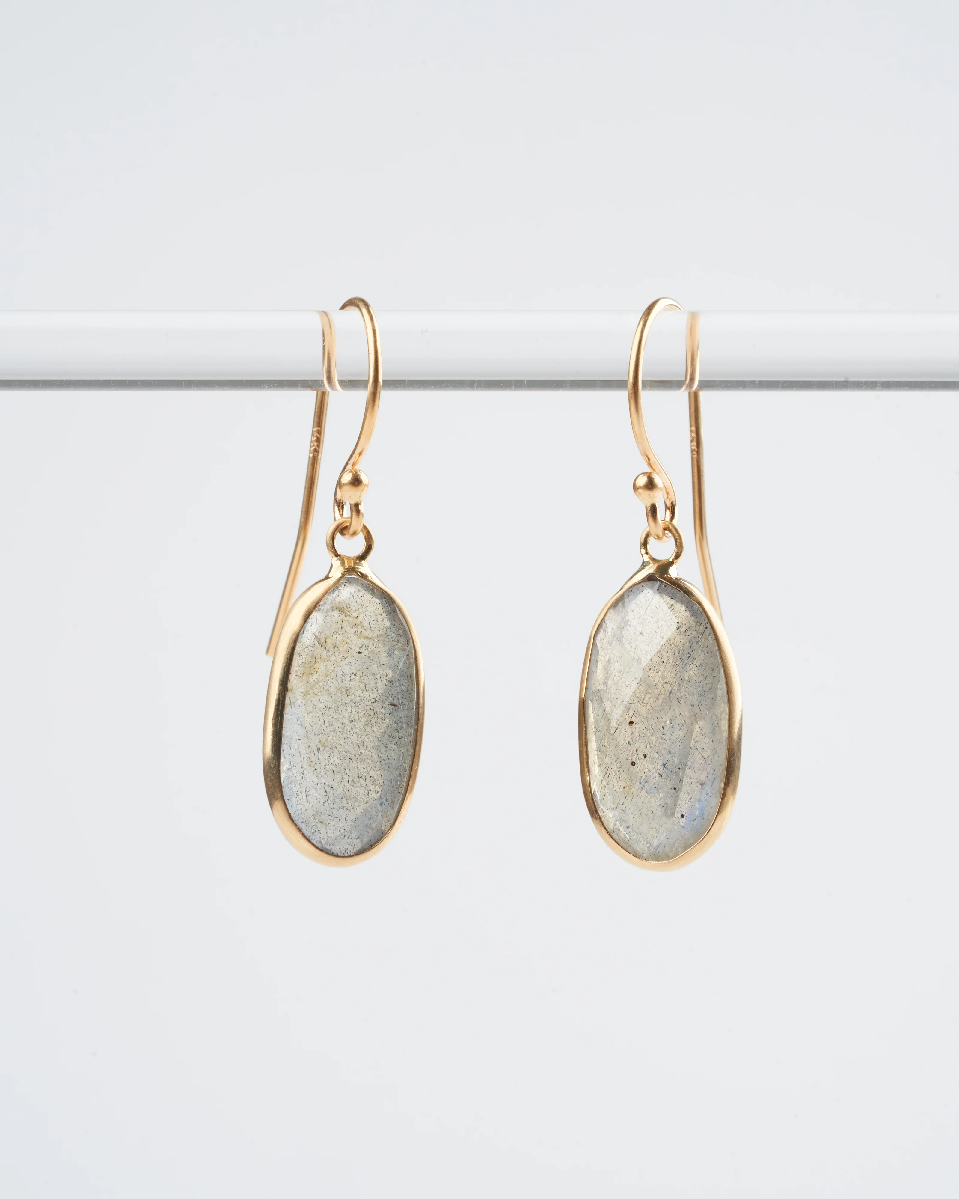 labradorite long drop earrings - grey - Image 3