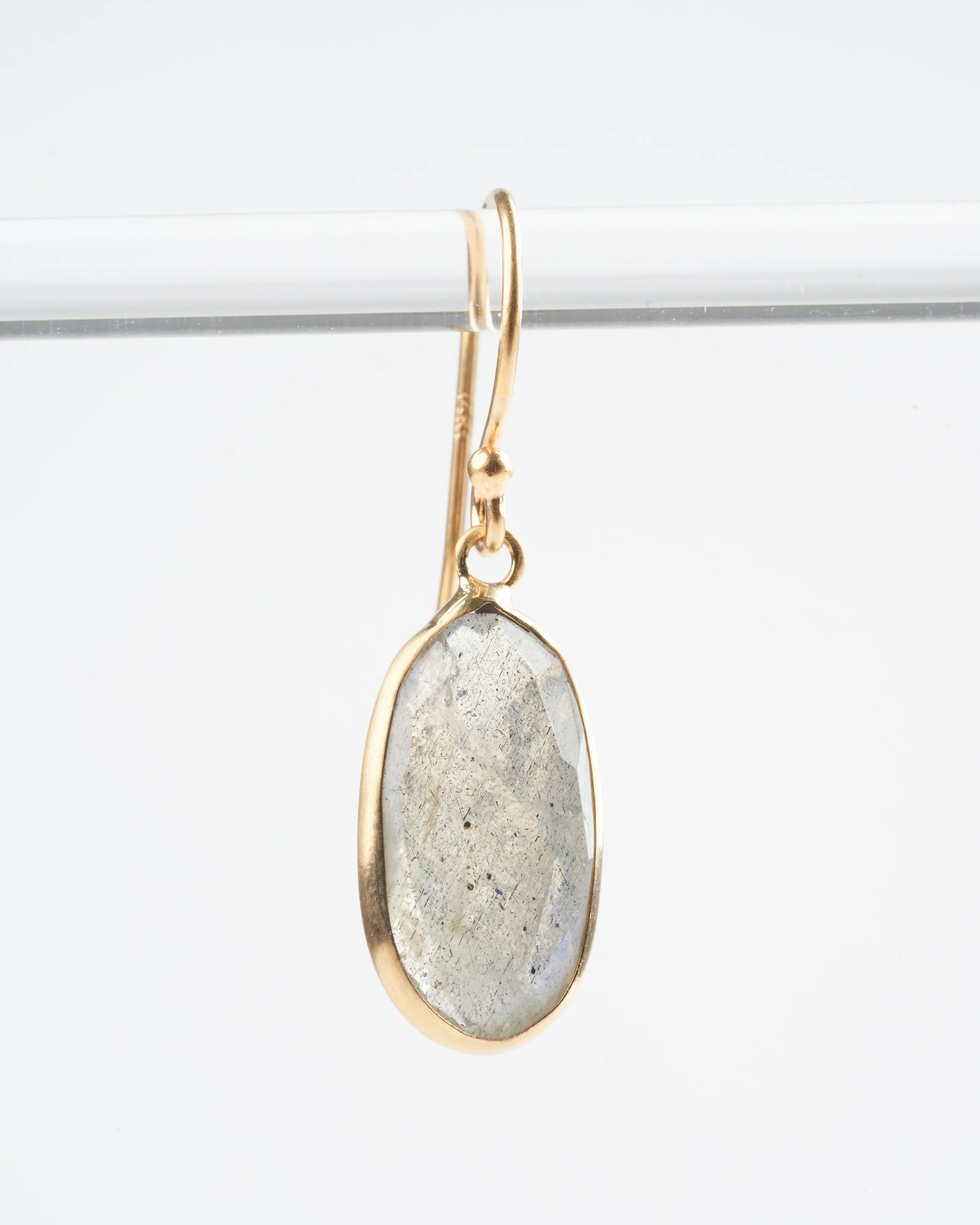 labradorite long drop earrings - grey - Image 4